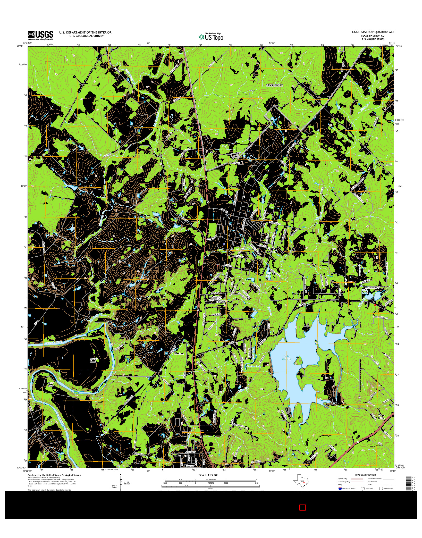 USGS US TOPO 7.5-MINUTE MAP FOR LAKE BASTROP, TX 2016