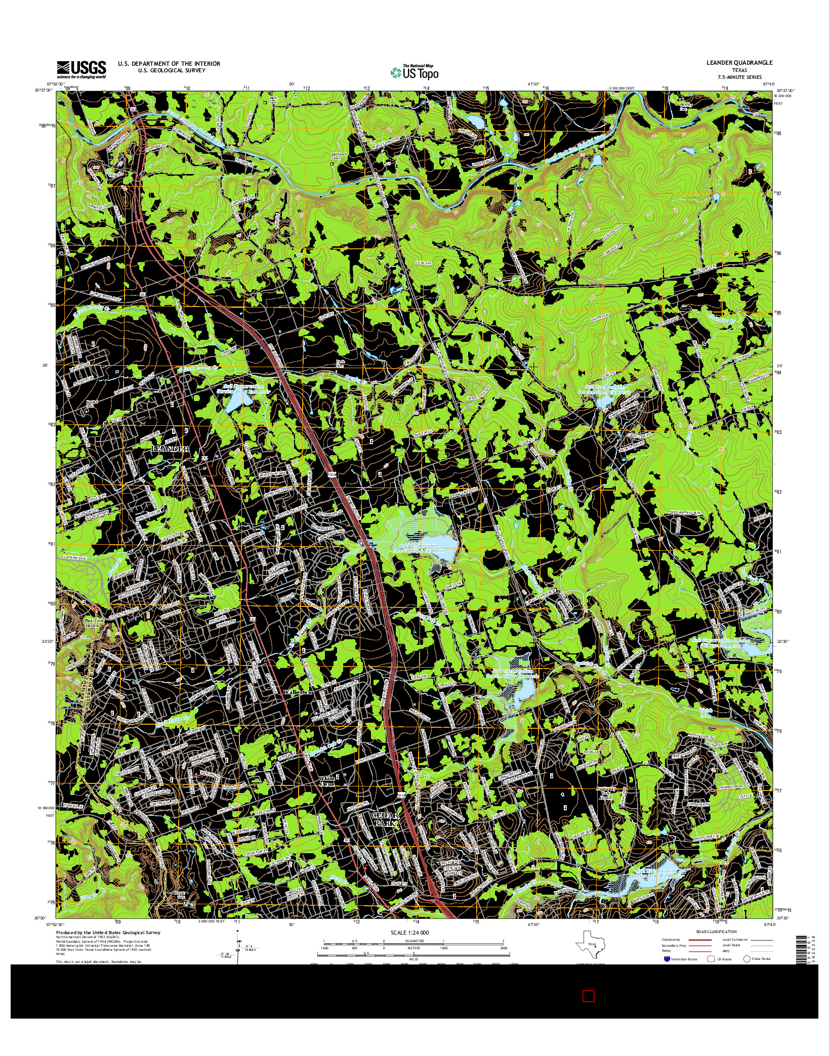 USGS US TOPO 7.5-MINUTE MAP FOR LEANDER, TX 2016