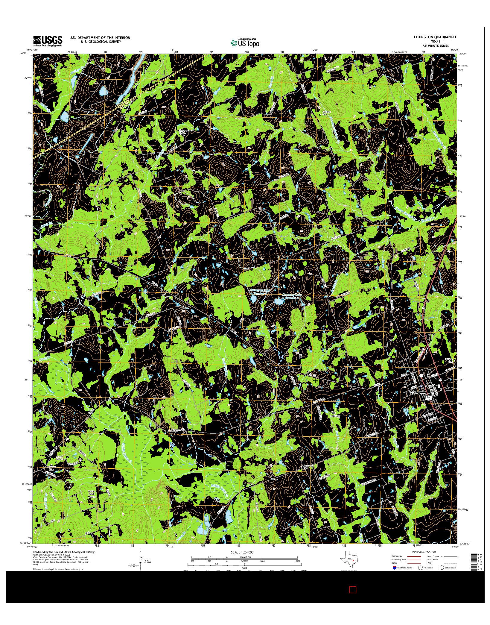 USGS US TOPO 7.5-MINUTE MAP FOR LEXINGTON, TX 2016