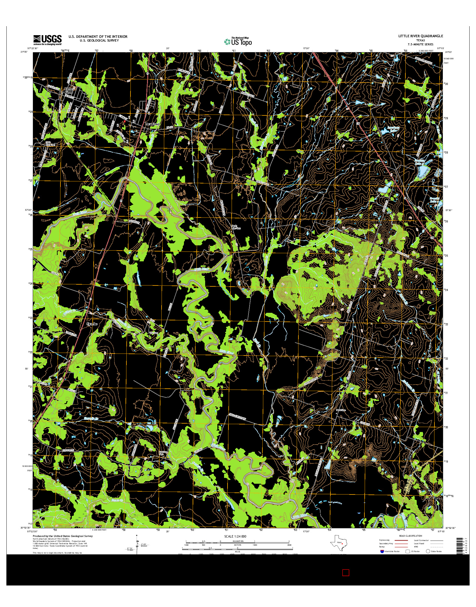 USGS US TOPO 7.5-MINUTE MAP FOR LITTLE RIVER, TX 2016