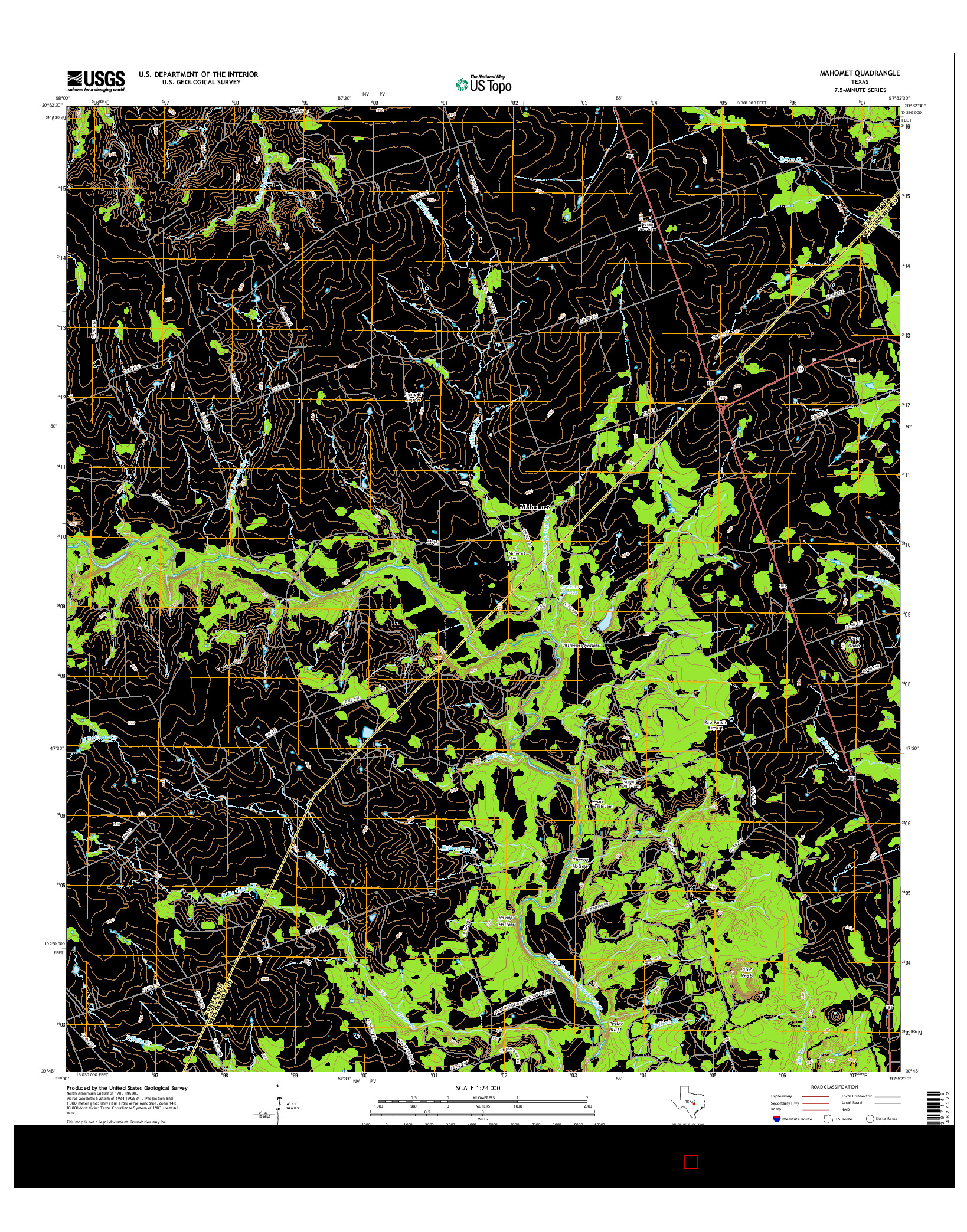 USGS US TOPO 7.5-MINUTE MAP FOR MAHOMET, TX 2016