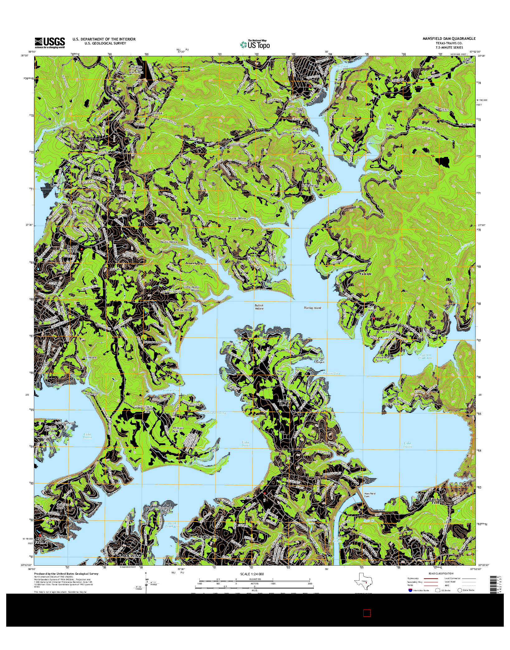USGS US TOPO 7.5-MINUTE MAP FOR MANSFIELD DAM, TX 2016