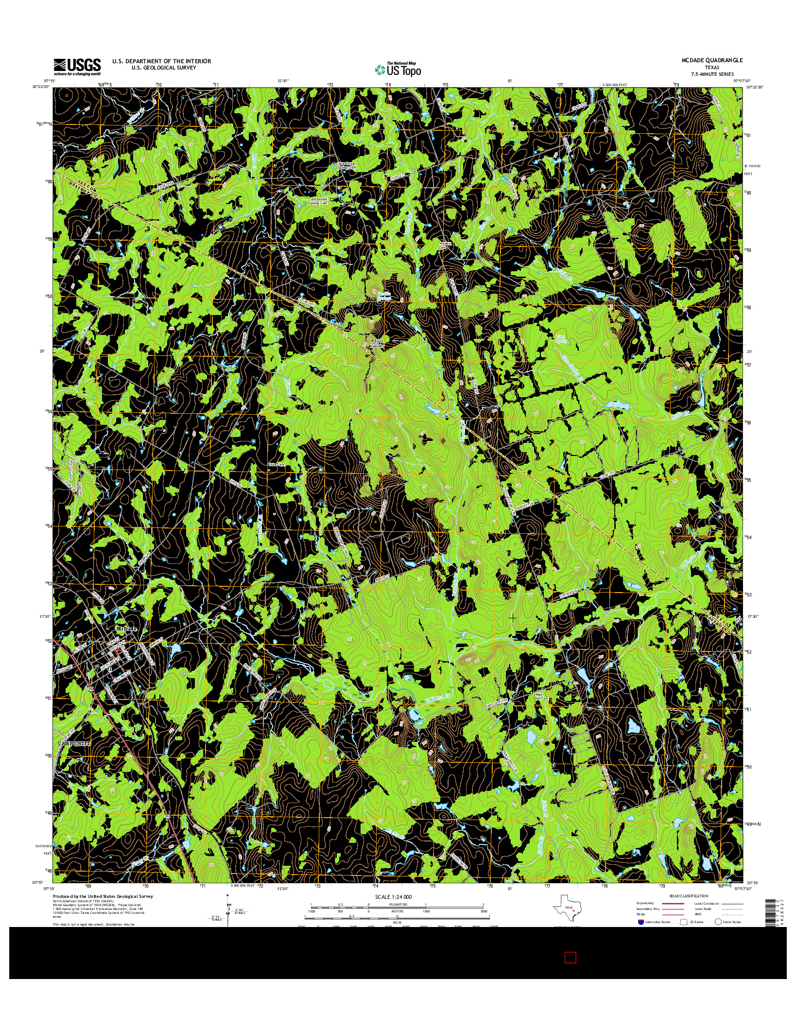 USGS US TOPO 7.5-MINUTE MAP FOR MCDADE, TX 2016