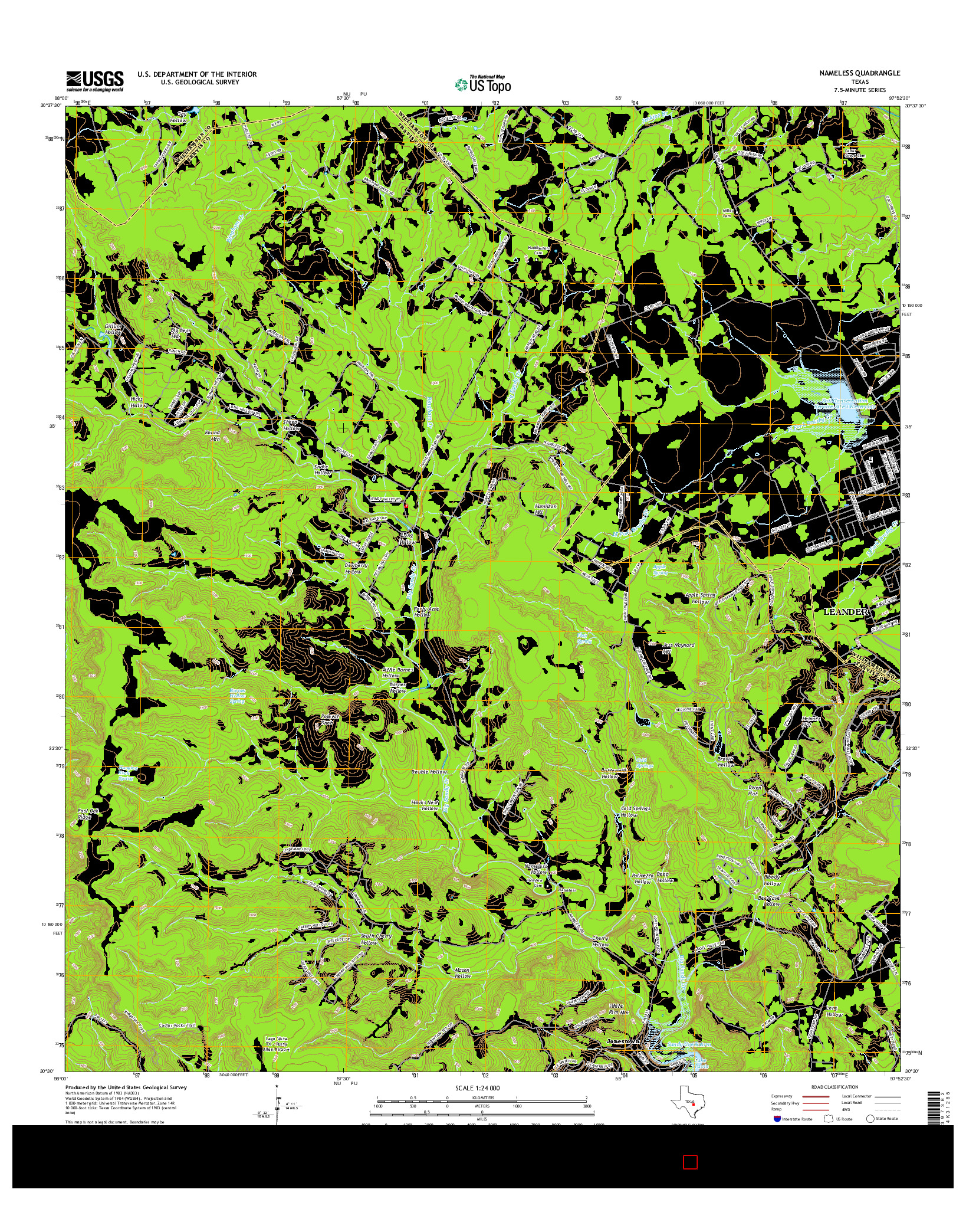 USGS US TOPO 7.5-MINUTE MAP FOR NAMELESS, TX 2016