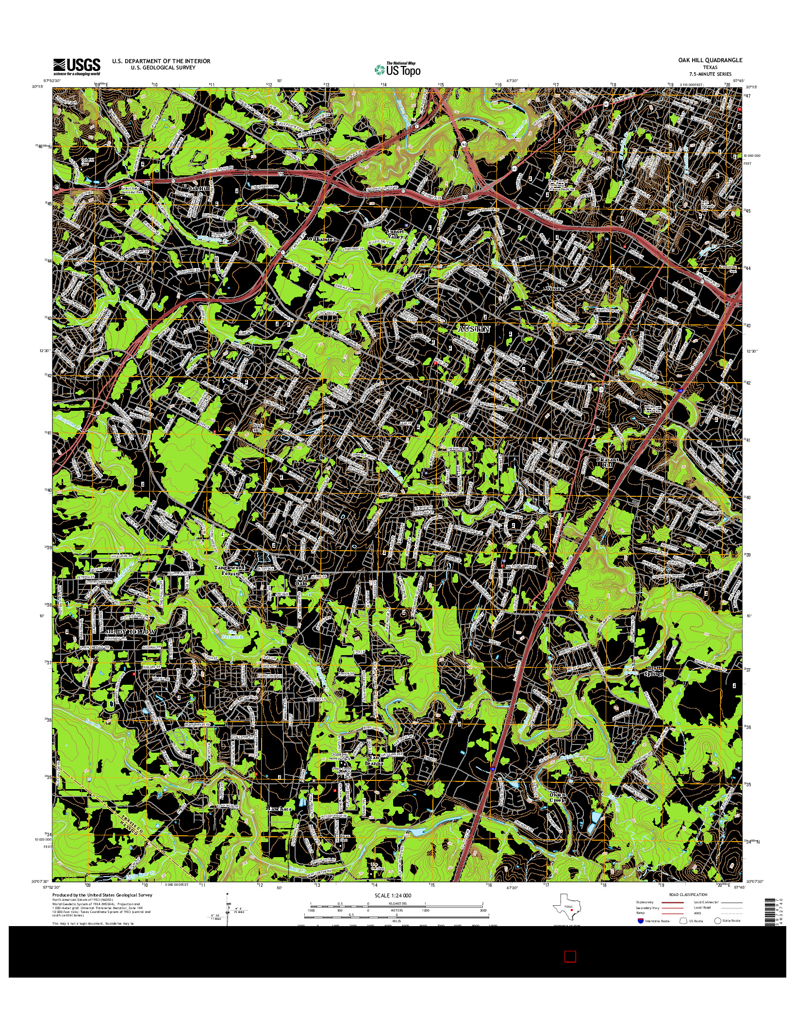 USGS US TOPO 7.5-MINUTE MAP FOR OAK HILL, TX 2016