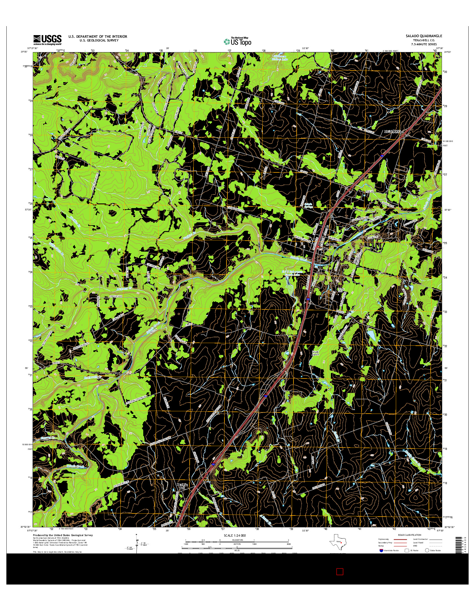 USGS US TOPO 7.5-MINUTE MAP FOR SALADO, TX 2016