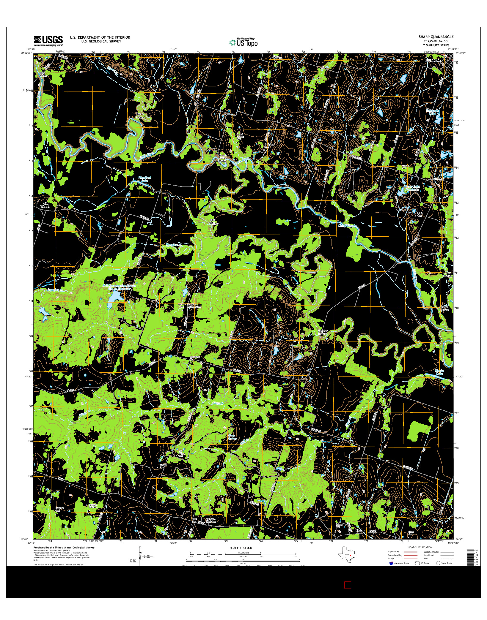 USGS US TOPO 7.5-MINUTE MAP FOR SHARP, TX 2016