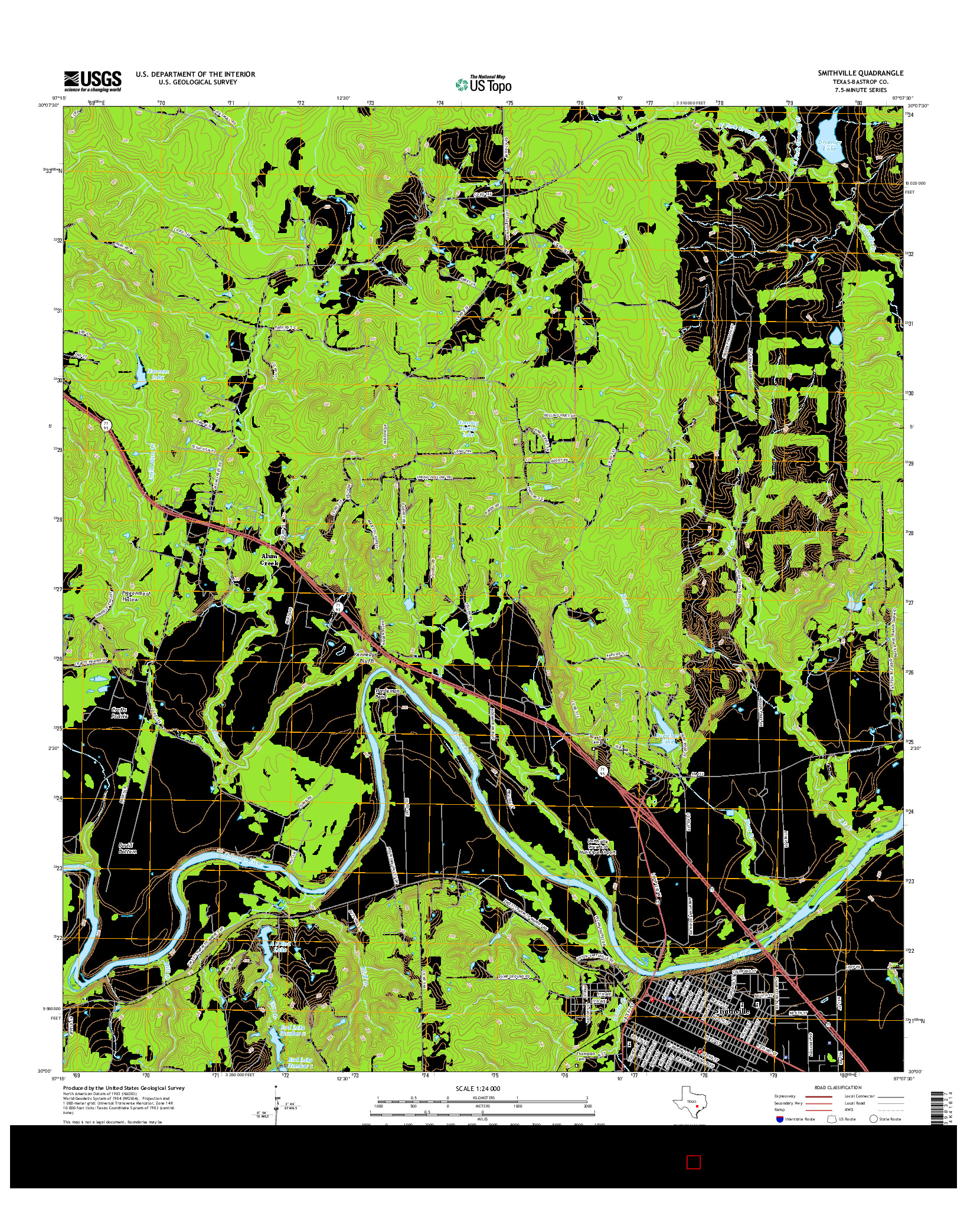 USGS US TOPO 7.5-MINUTE MAP FOR SMITHVILLE, TX 2016