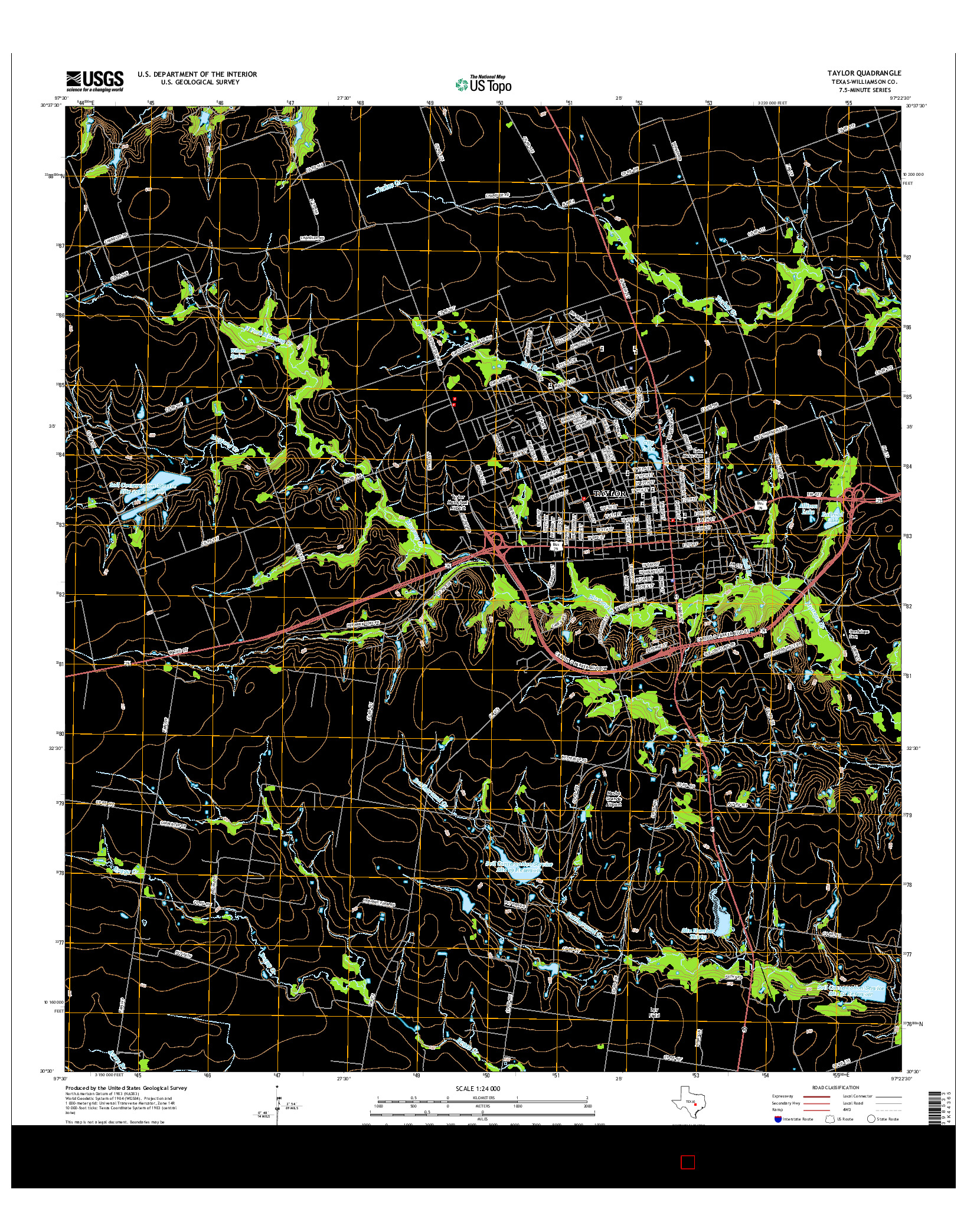 USGS US TOPO 7.5-MINUTE MAP FOR TAYLOR, TX 2016