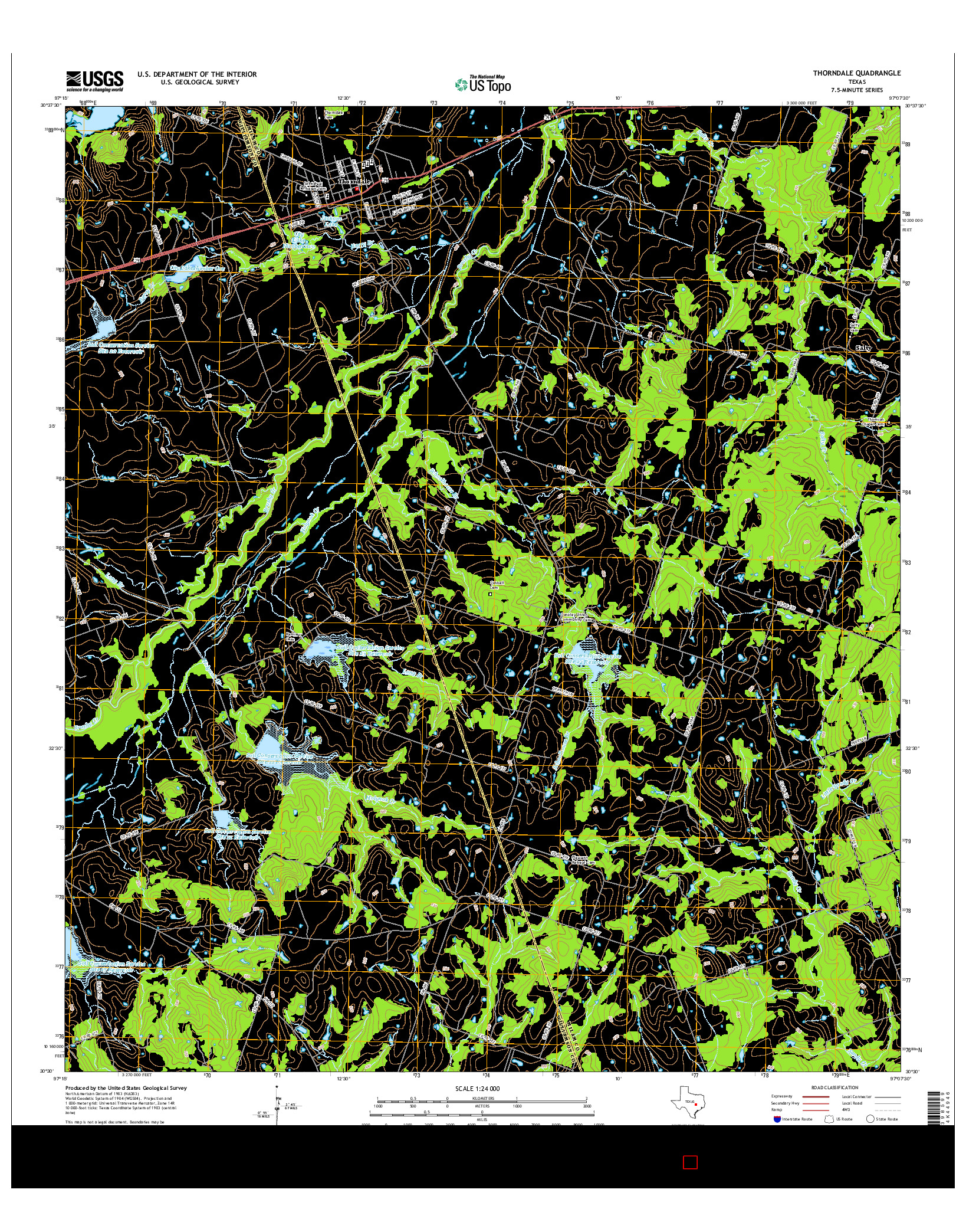 USGS US TOPO 7.5-MINUTE MAP FOR THORNDALE, TX 2016