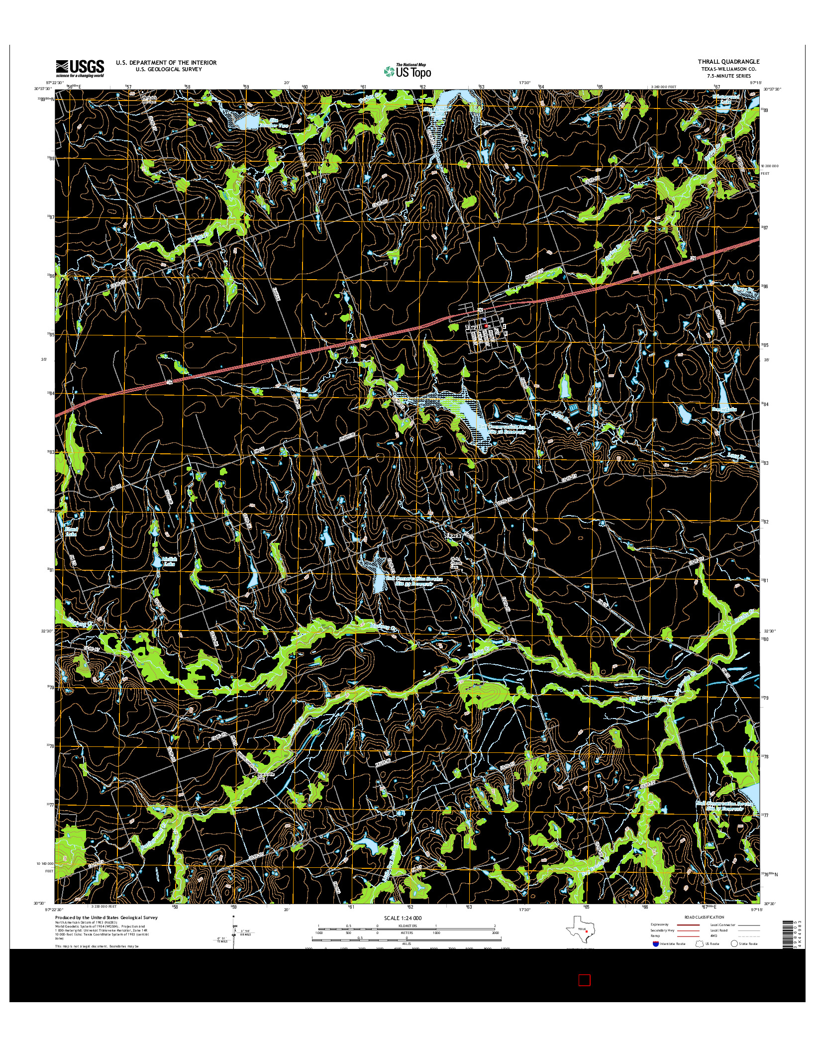 USGS US TOPO 7.5-MINUTE MAP FOR THRALL, TX 2016