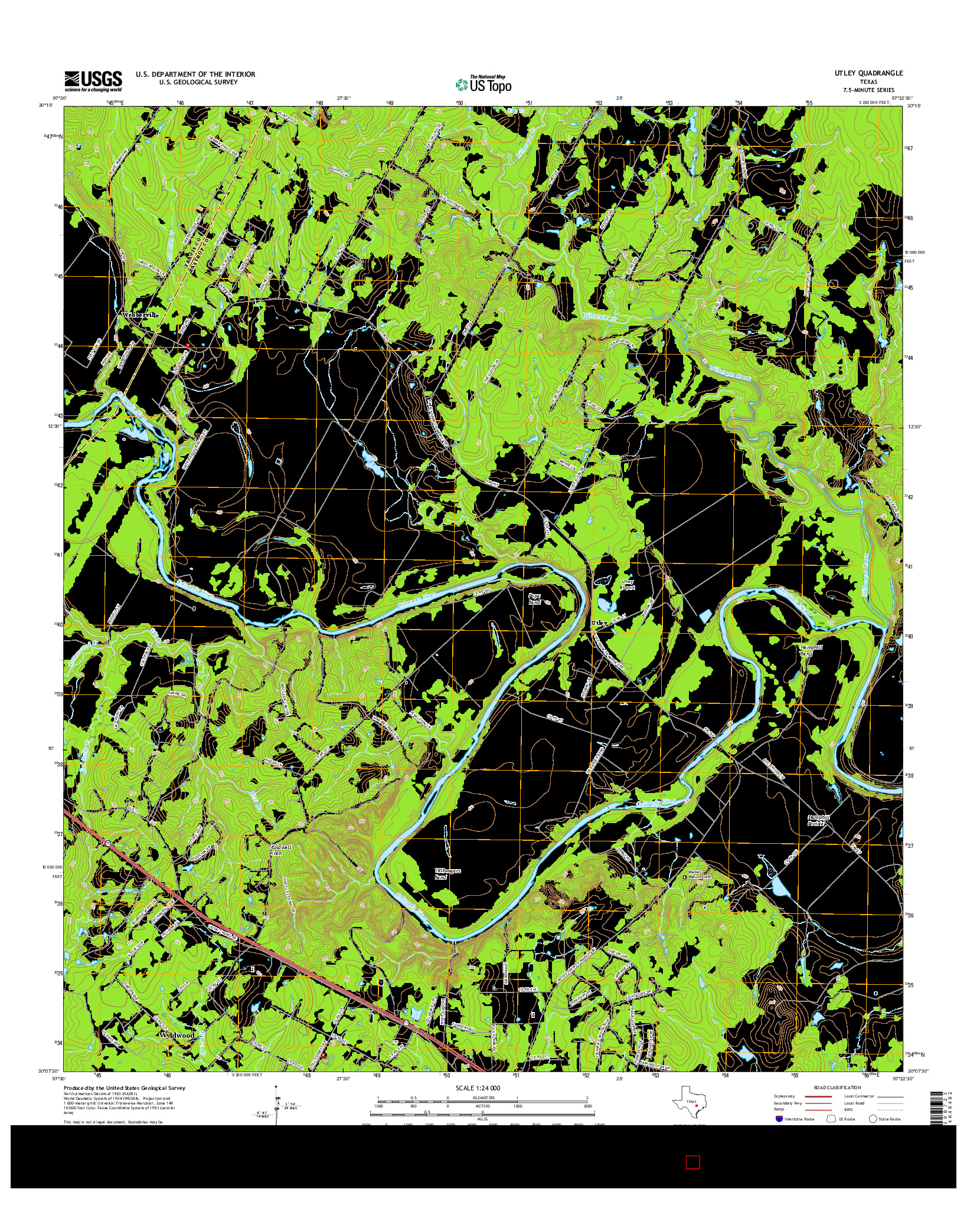 USGS US TOPO 7.5-MINUTE MAP FOR UTLEY, TX 2016