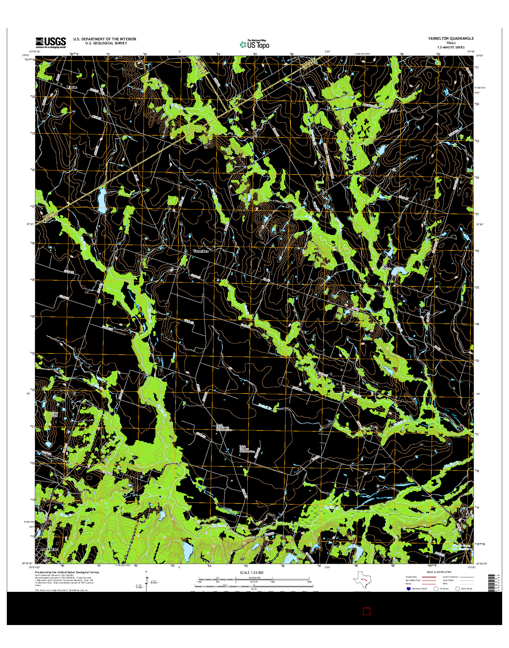 USGS US TOPO 7.5-MINUTE MAP FOR YARRELTON, TX 2016