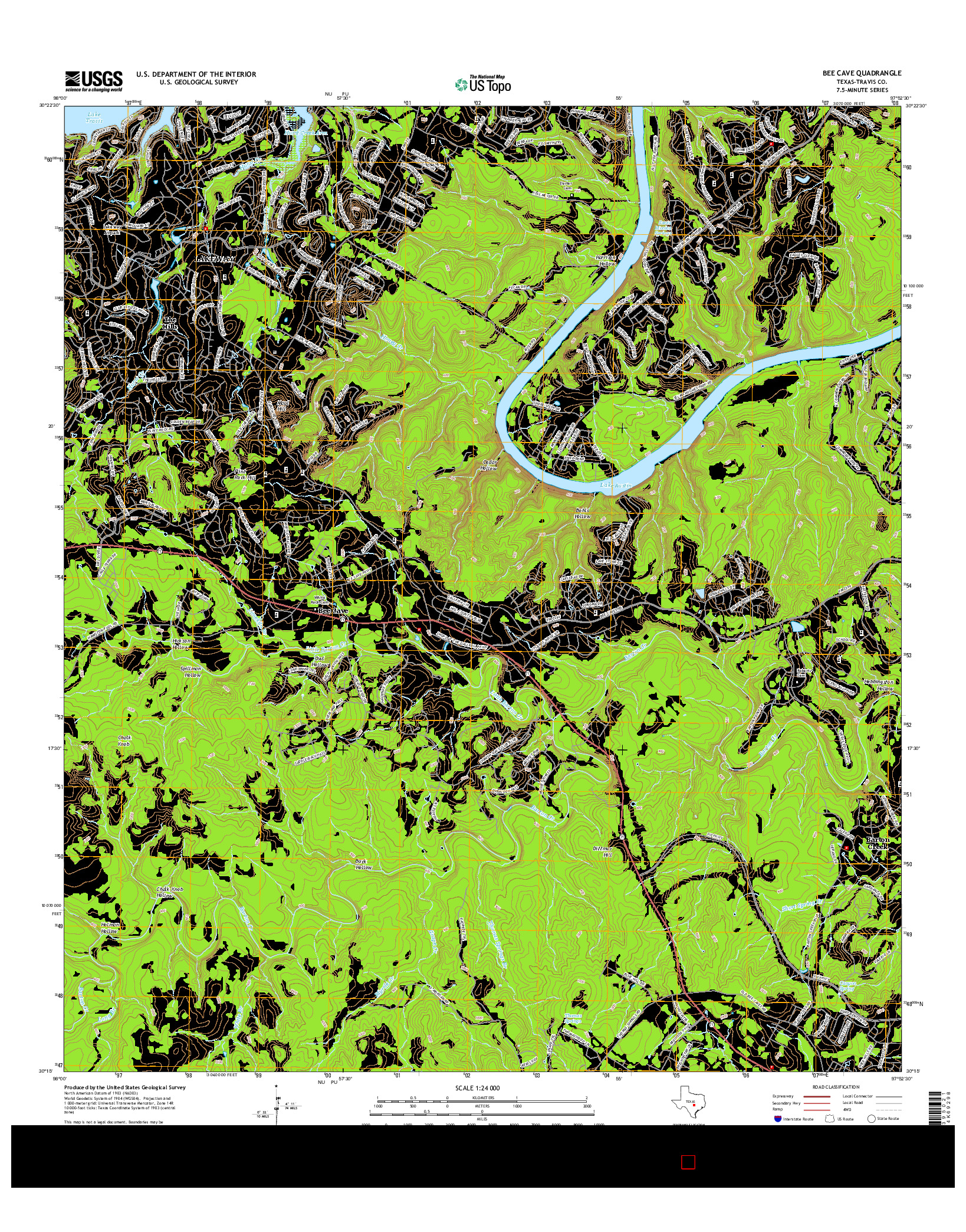 USGS US TOPO 7.5-MINUTE MAP FOR BEE CAVE, TX 2016