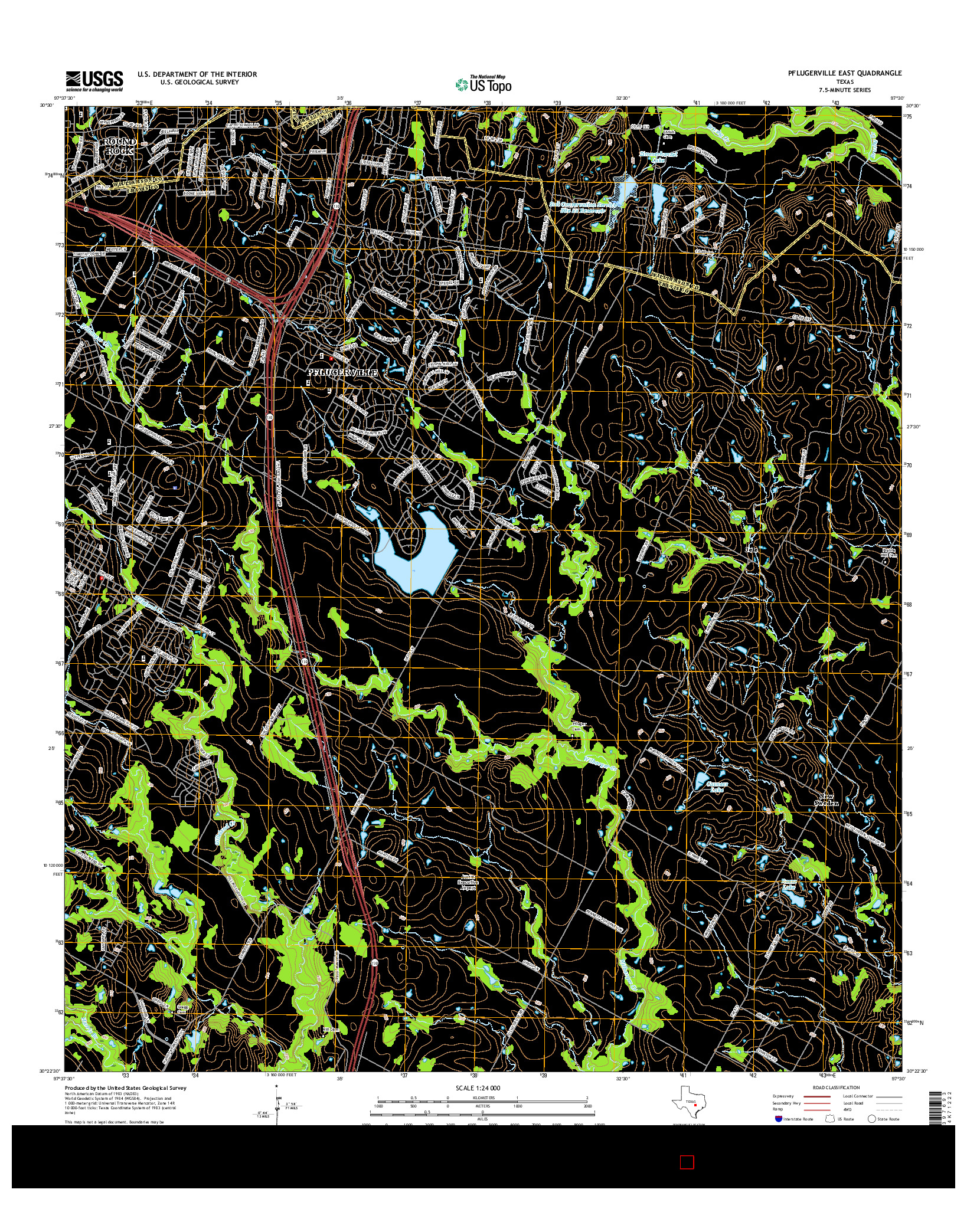 USGS US TOPO 7.5-MINUTE MAP FOR PFLUGERVILLE EAST, TX 2016