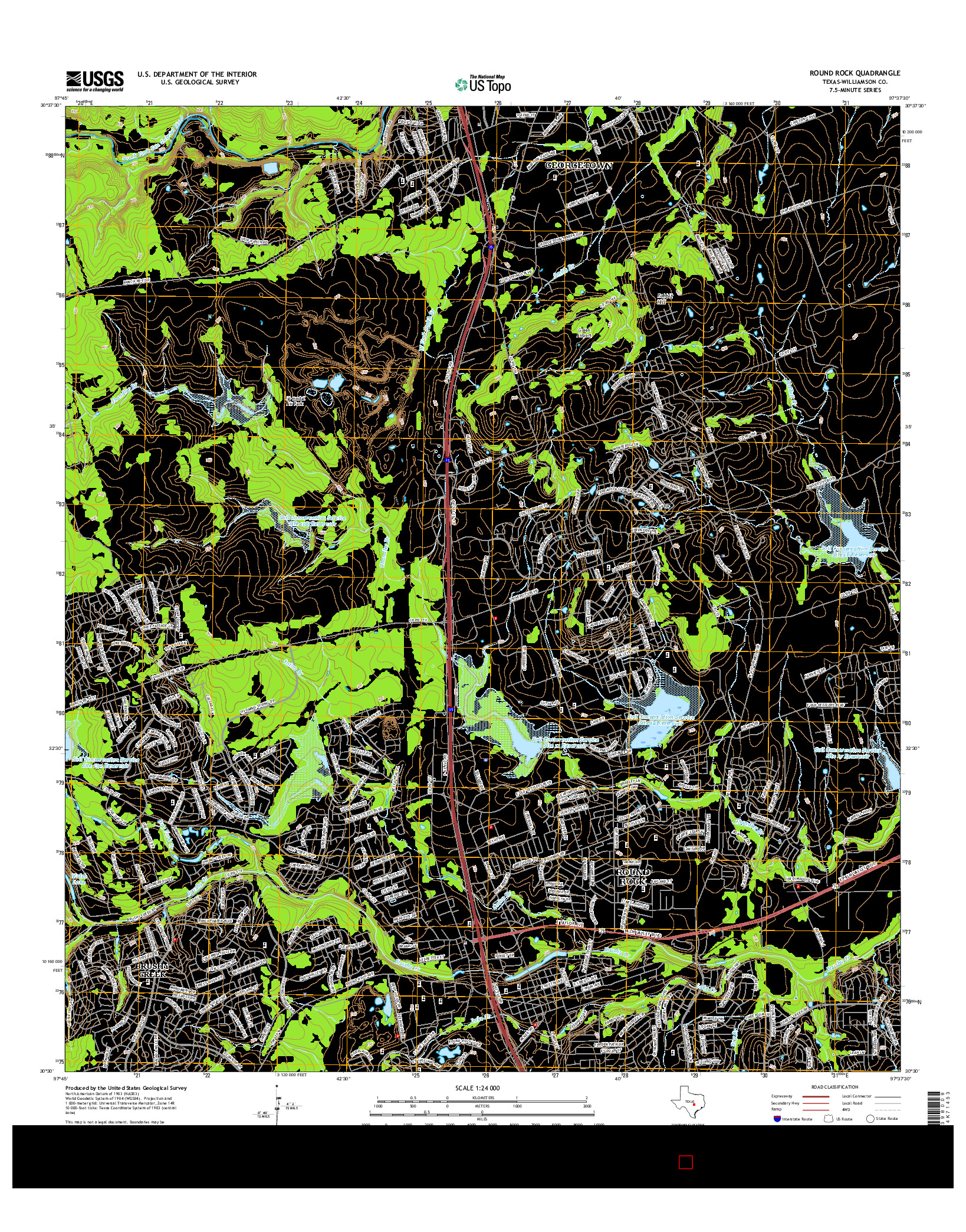 USGS US TOPO 7.5-MINUTE MAP FOR ROUND ROCK, TX 2016