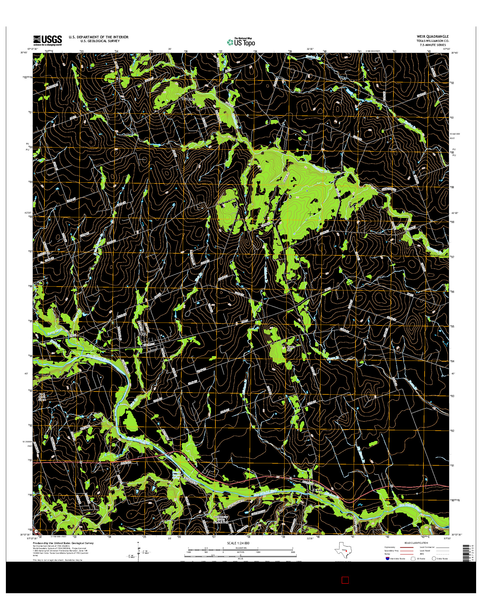 USGS US TOPO 7.5-MINUTE MAP FOR WEIR, TX 2016