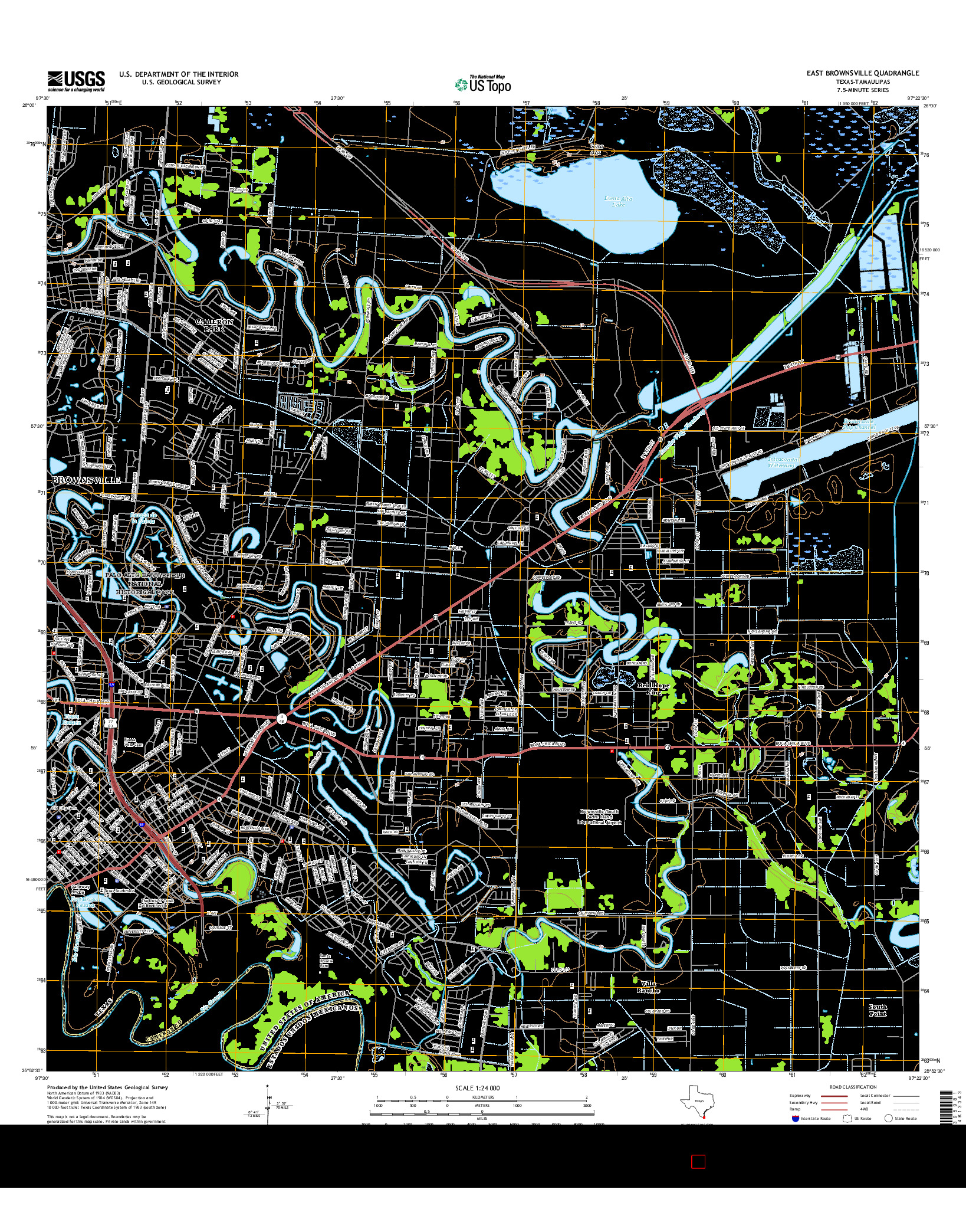 USGS US TOPO 7.5-MINUTE MAP FOR EAST BROWNSVILLE, TX-TAM 2016