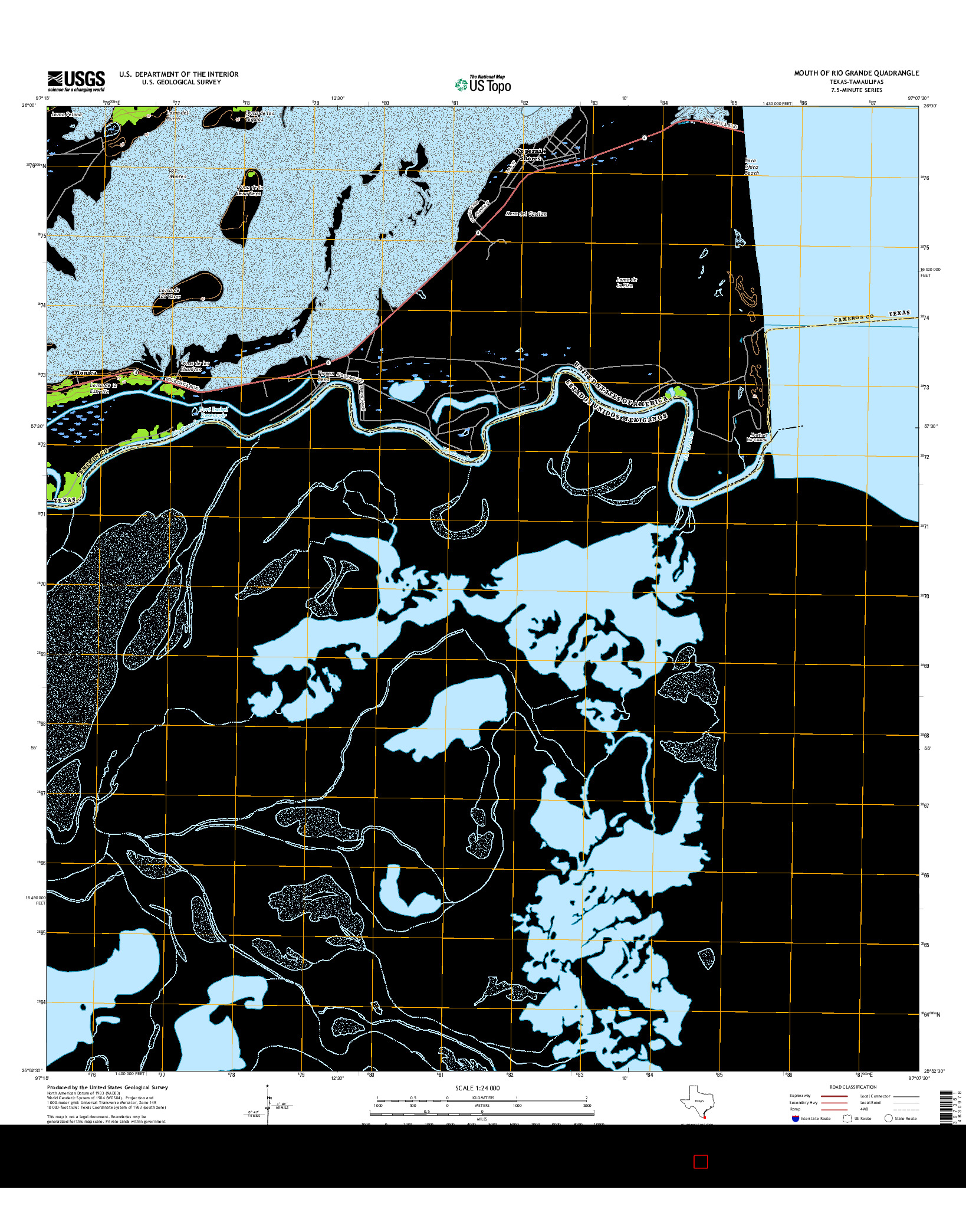 USGS US TOPO 7.5-MINUTE MAP FOR MOUTH OF RIO GRANDE, TX-TAM 2016