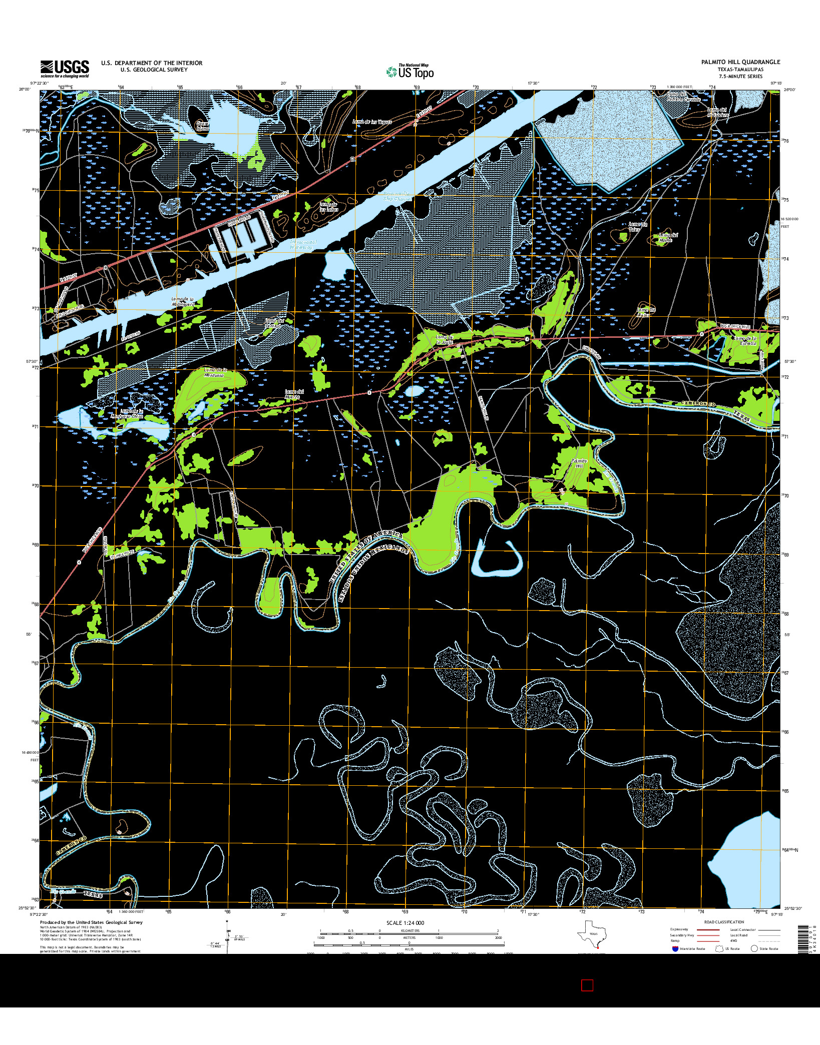 USGS US TOPO 7.5-MINUTE MAP FOR PALMITO HILL, TX-TAM 2016