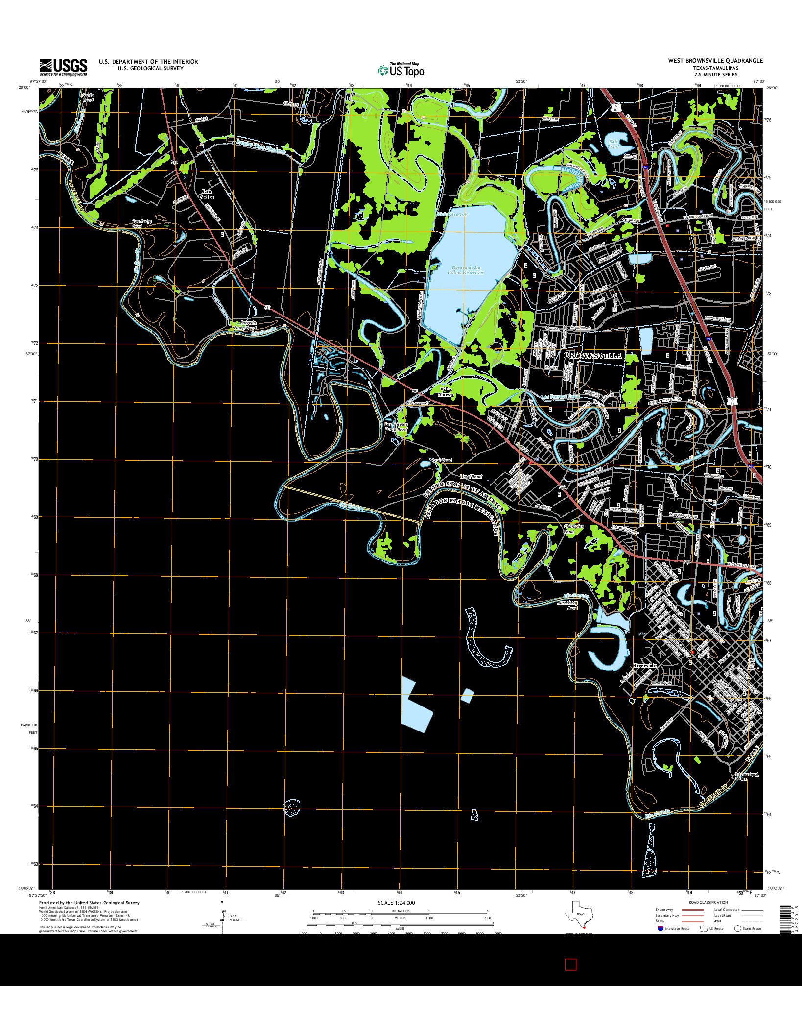 USGS US TOPO 7.5-MINUTE MAP FOR WEST BROWNSVILLE, TX-TAM 2016