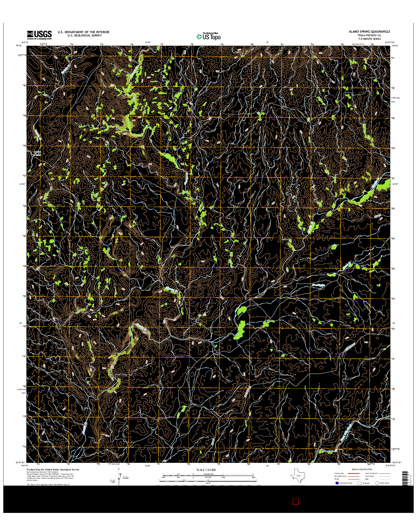 USGS US TOPO 7.5-MINUTE MAP FOR ALAMO SPRING, TX 2016