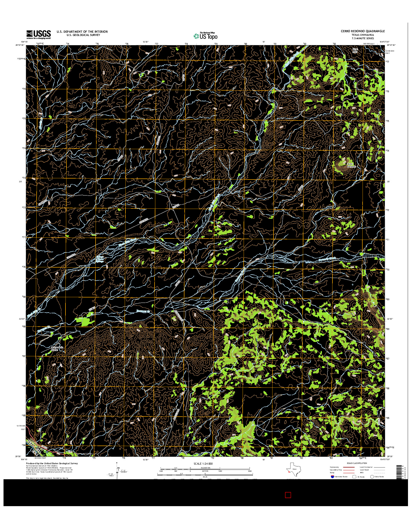 USGS US TOPO 7.5-MINUTE MAP FOR CERRO REDONDO, TX-CHH 2016