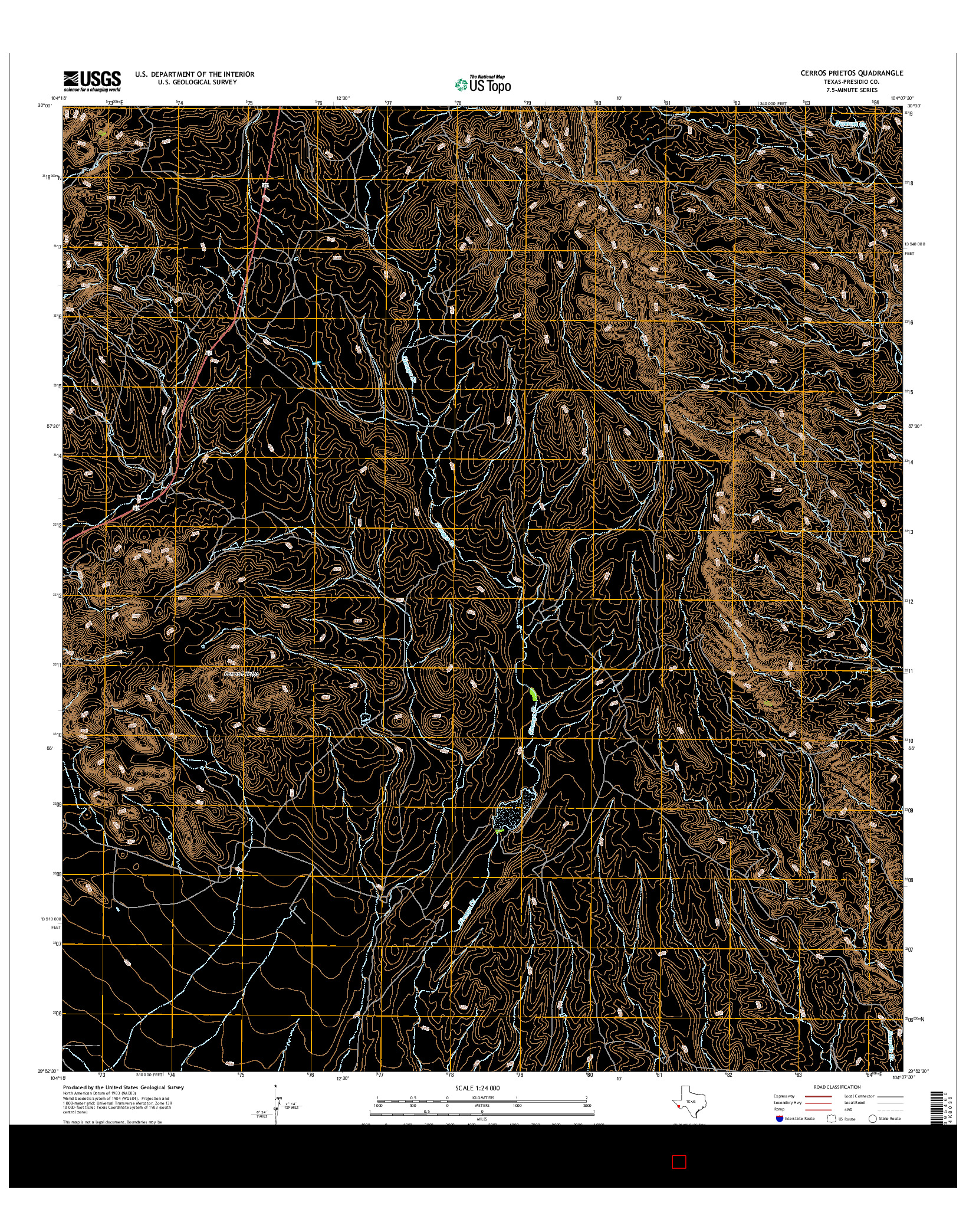 USGS US TOPO 7.5-MINUTE MAP FOR CERROS PRIETOS, TX 2016