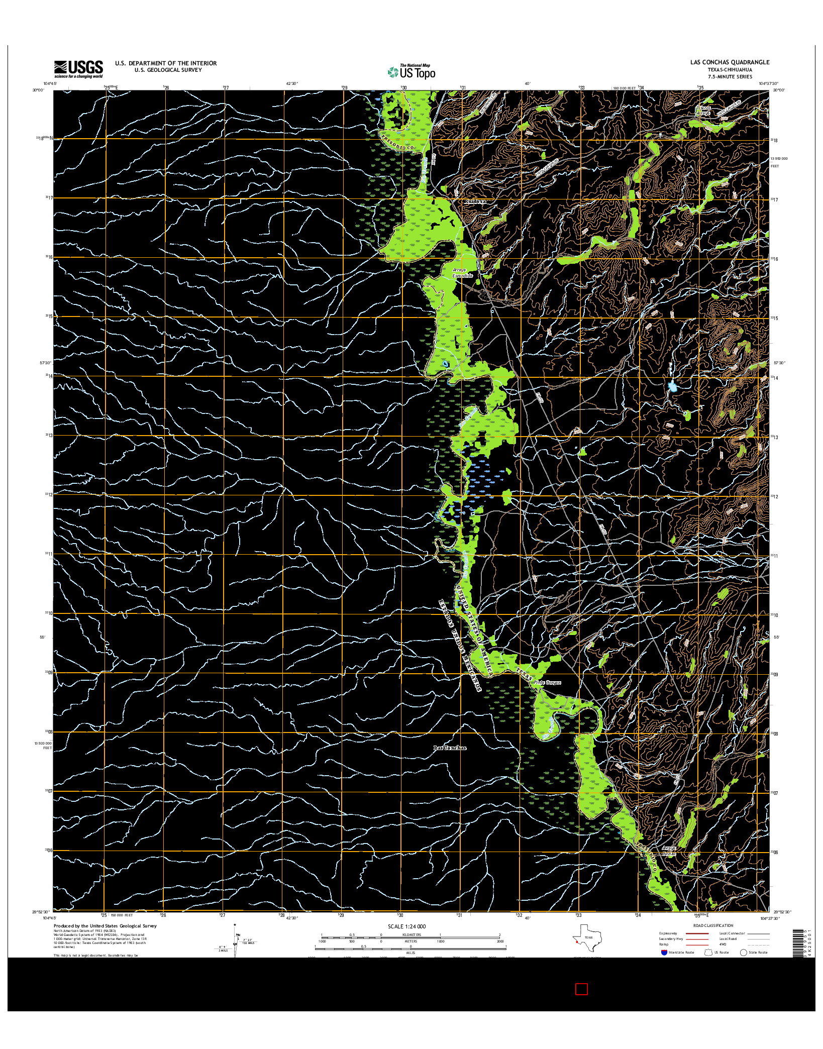 USGS US TOPO 7.5-MINUTE MAP FOR LAS CONCHAS, TX-CHH 2016