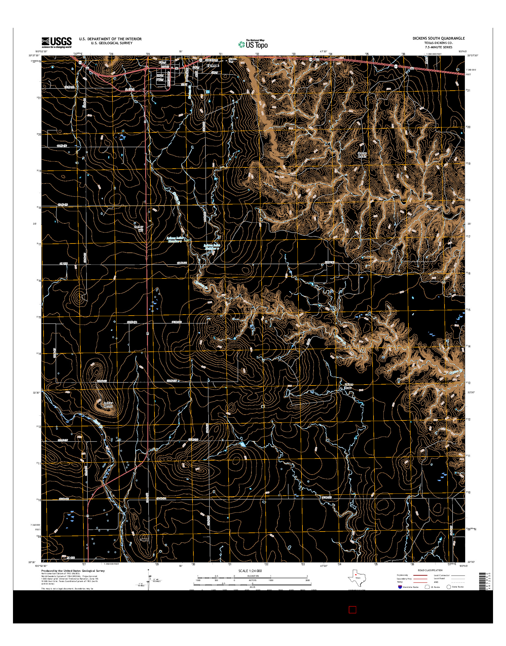 USGS US TOPO 7.5-MINUTE MAP FOR DICKENS SOUTH, TX 2016