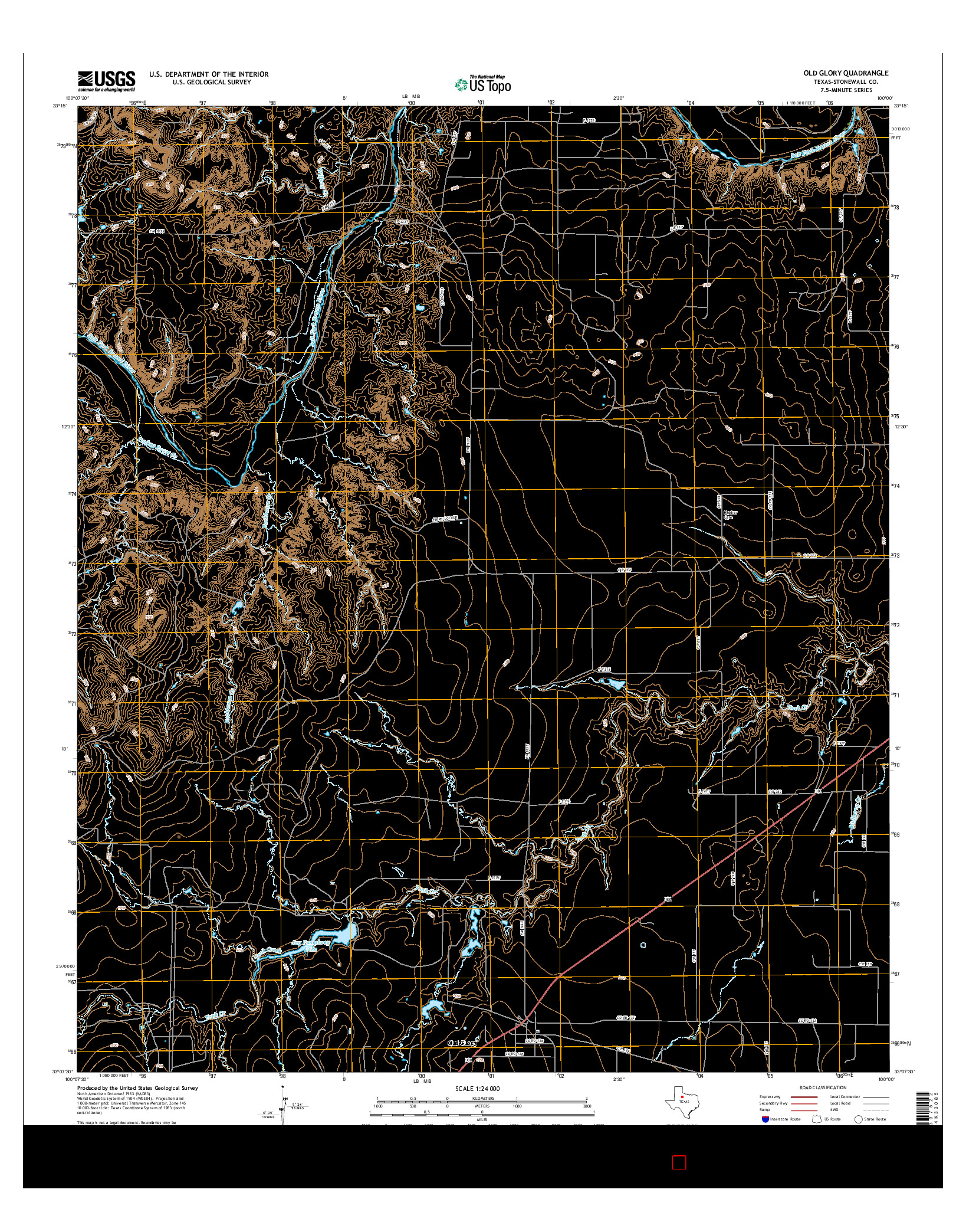 USGS US TOPO 7.5-MINUTE MAP FOR OLD GLORY, TX 2016