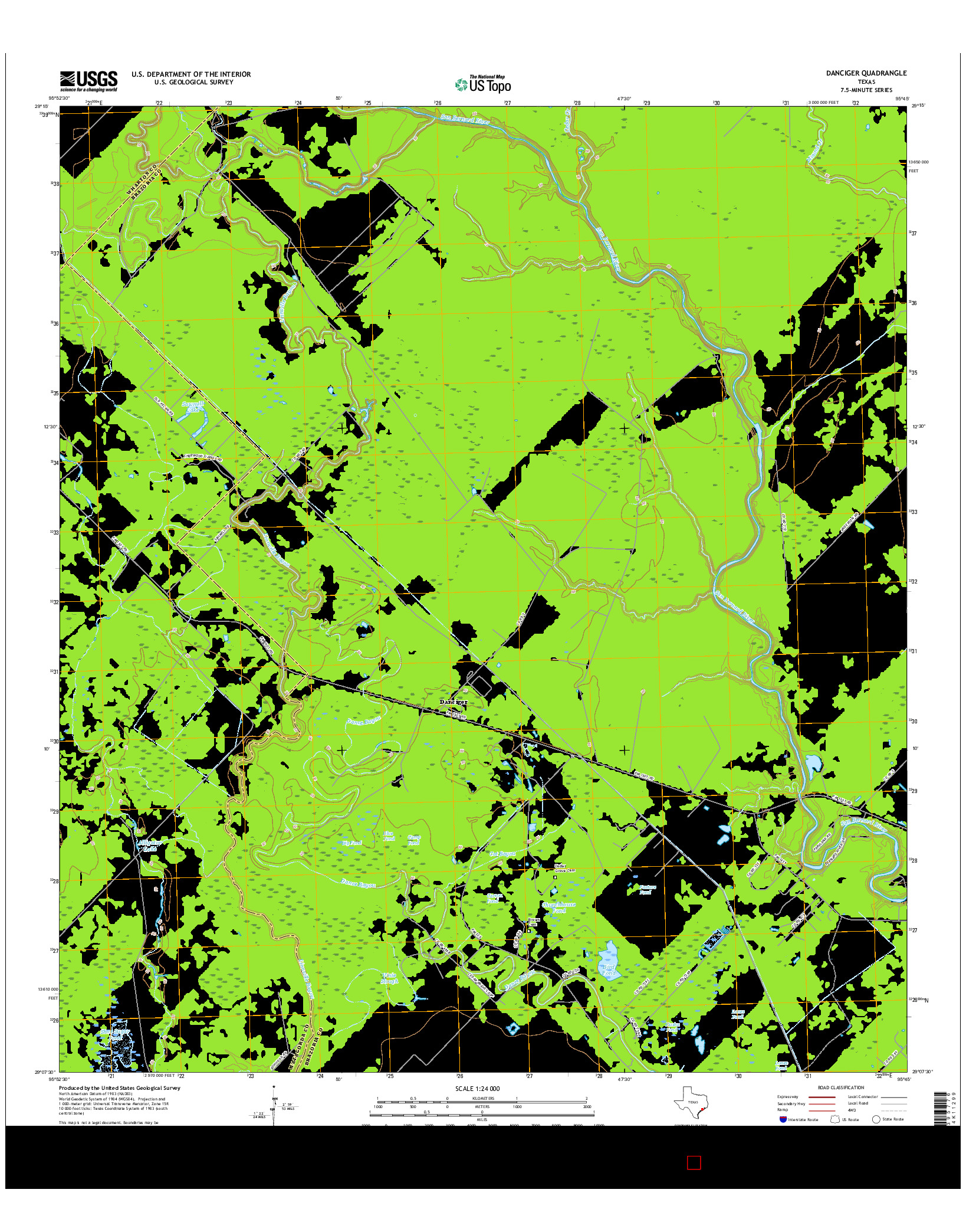 USGS US TOPO 7.5-MINUTE MAP FOR DANCIGER, TX 2016