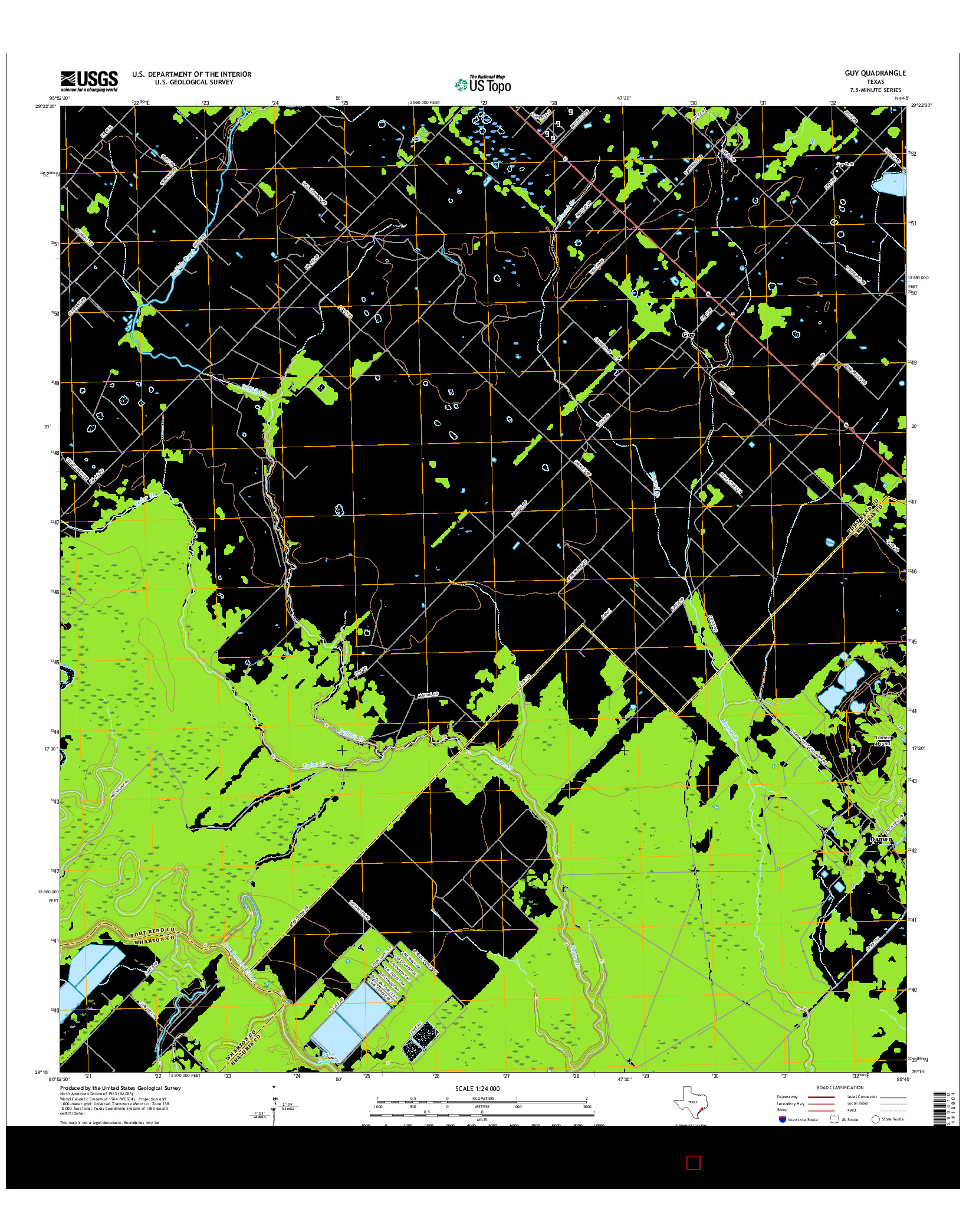 USGS US TOPO 7.5-MINUTE MAP FOR GUY, TX 2016