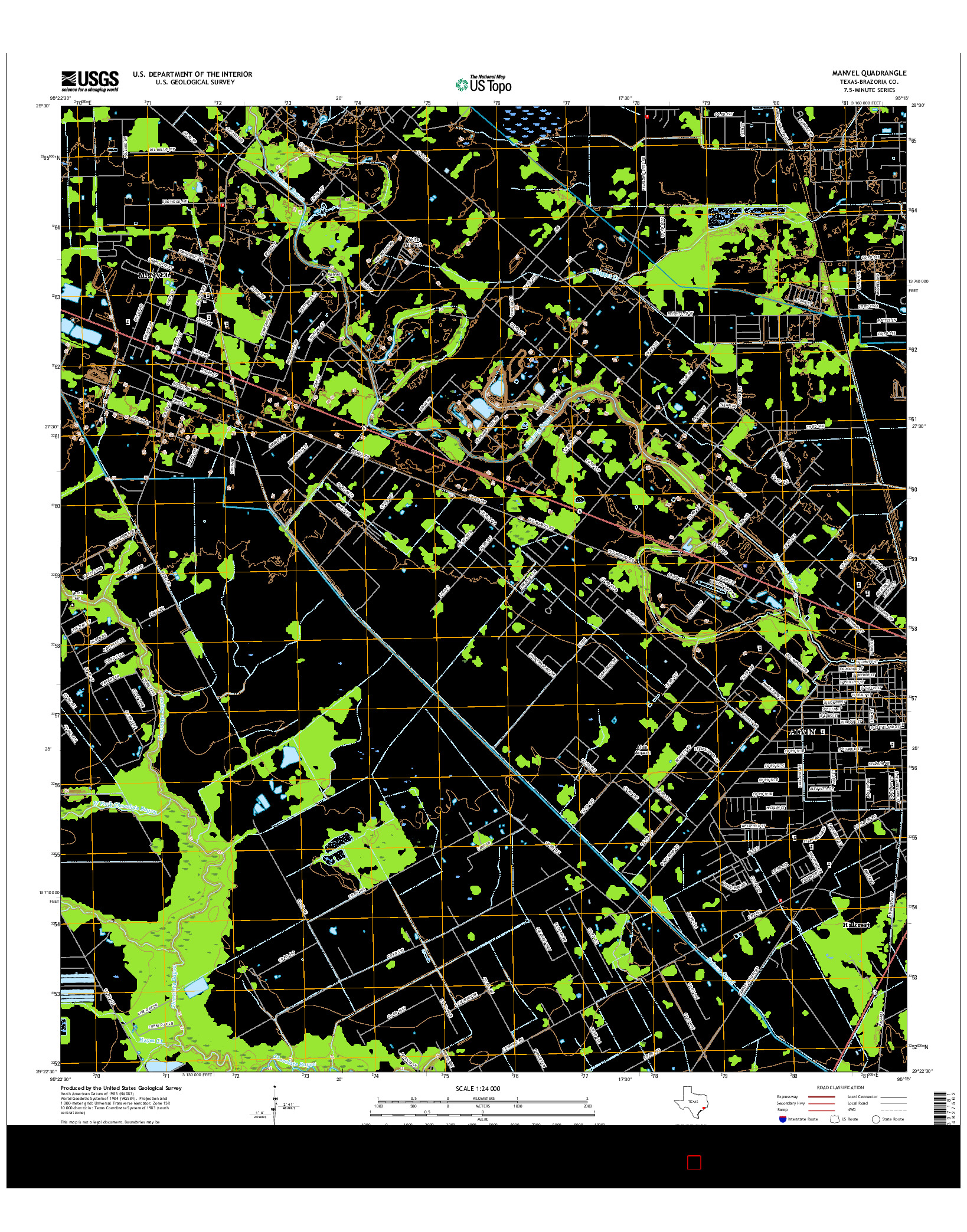 USGS US TOPO 7.5-MINUTE MAP FOR MANVEL, TX 2016