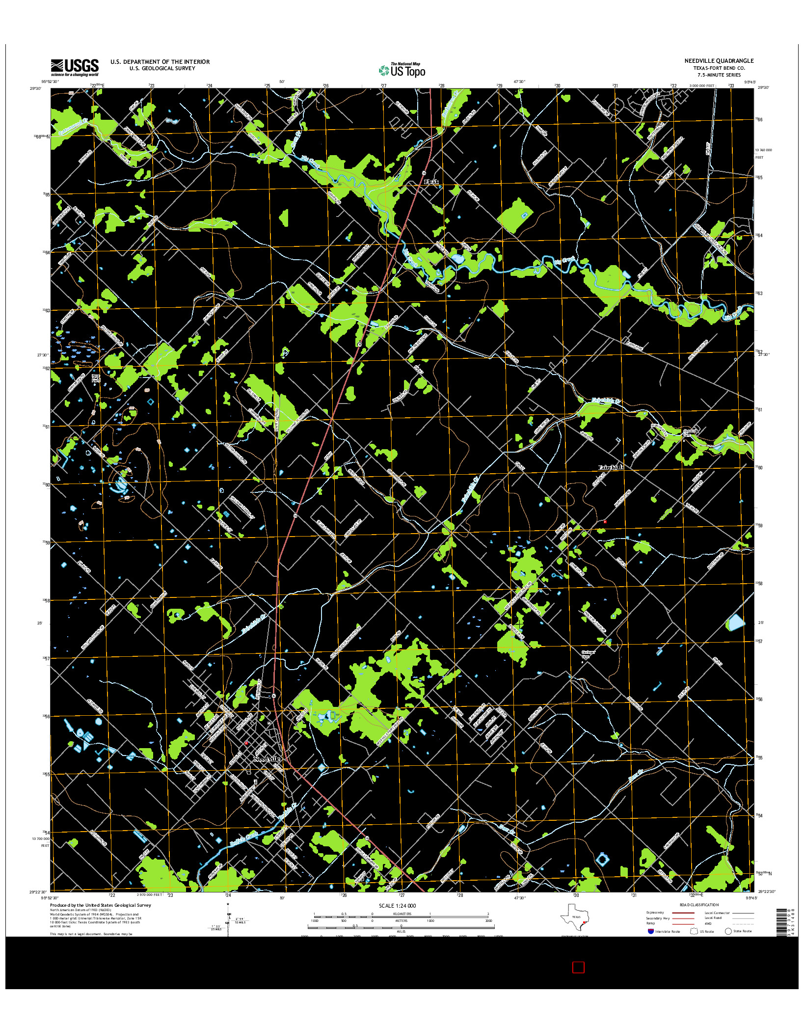 USGS US TOPO 7.5-MINUTE MAP FOR NEEDVILLE, TX 2016