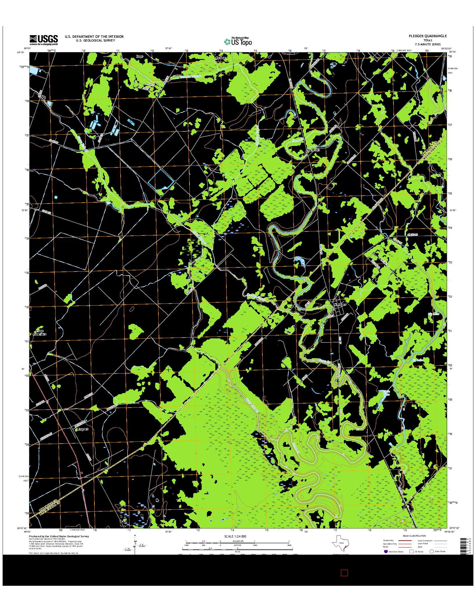 USGS US TOPO 7.5-MINUTE MAP FOR PLEDGER, TX 2016
