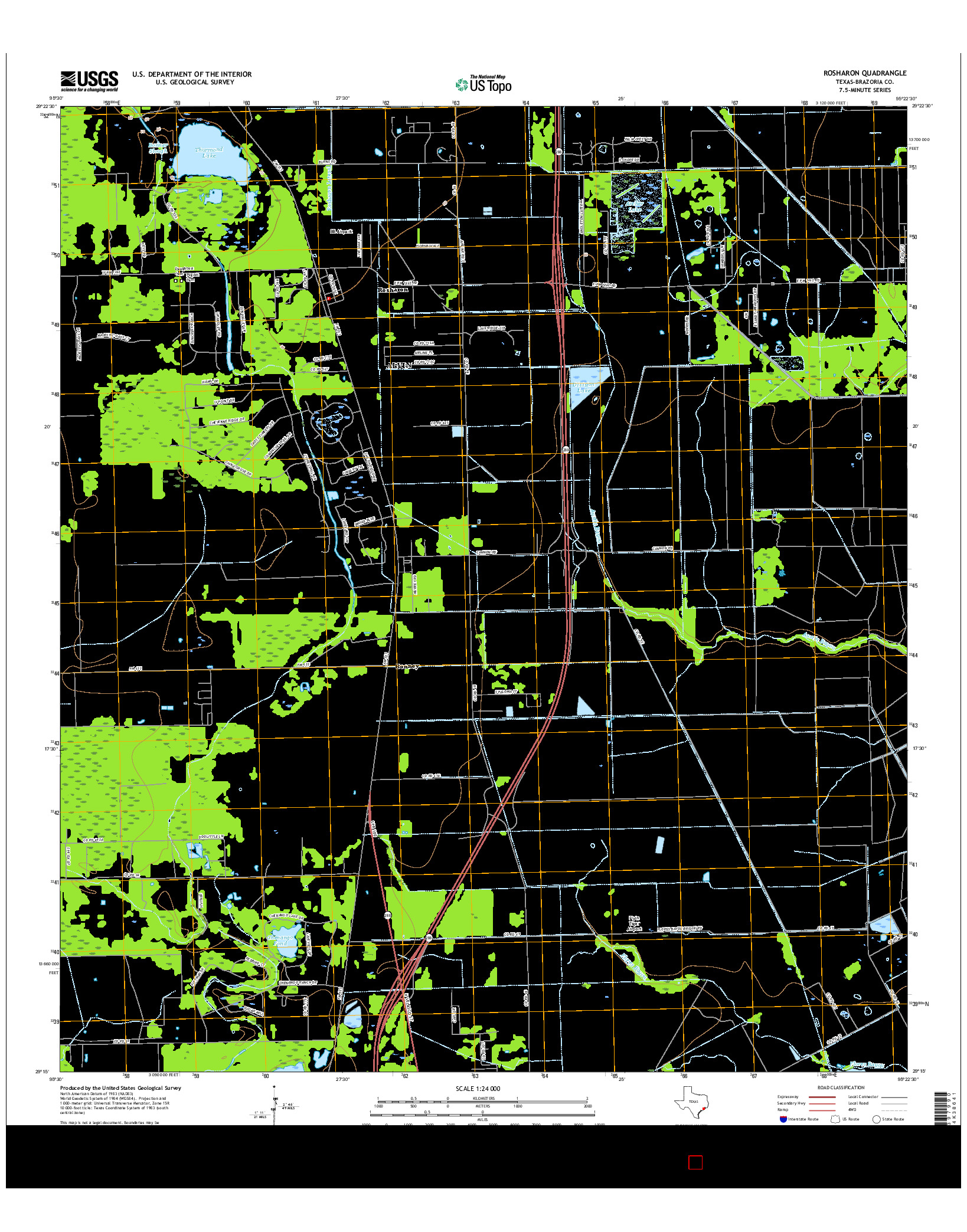 USGS US TOPO 7.5-MINUTE MAP FOR ROSHARON, TX 2016