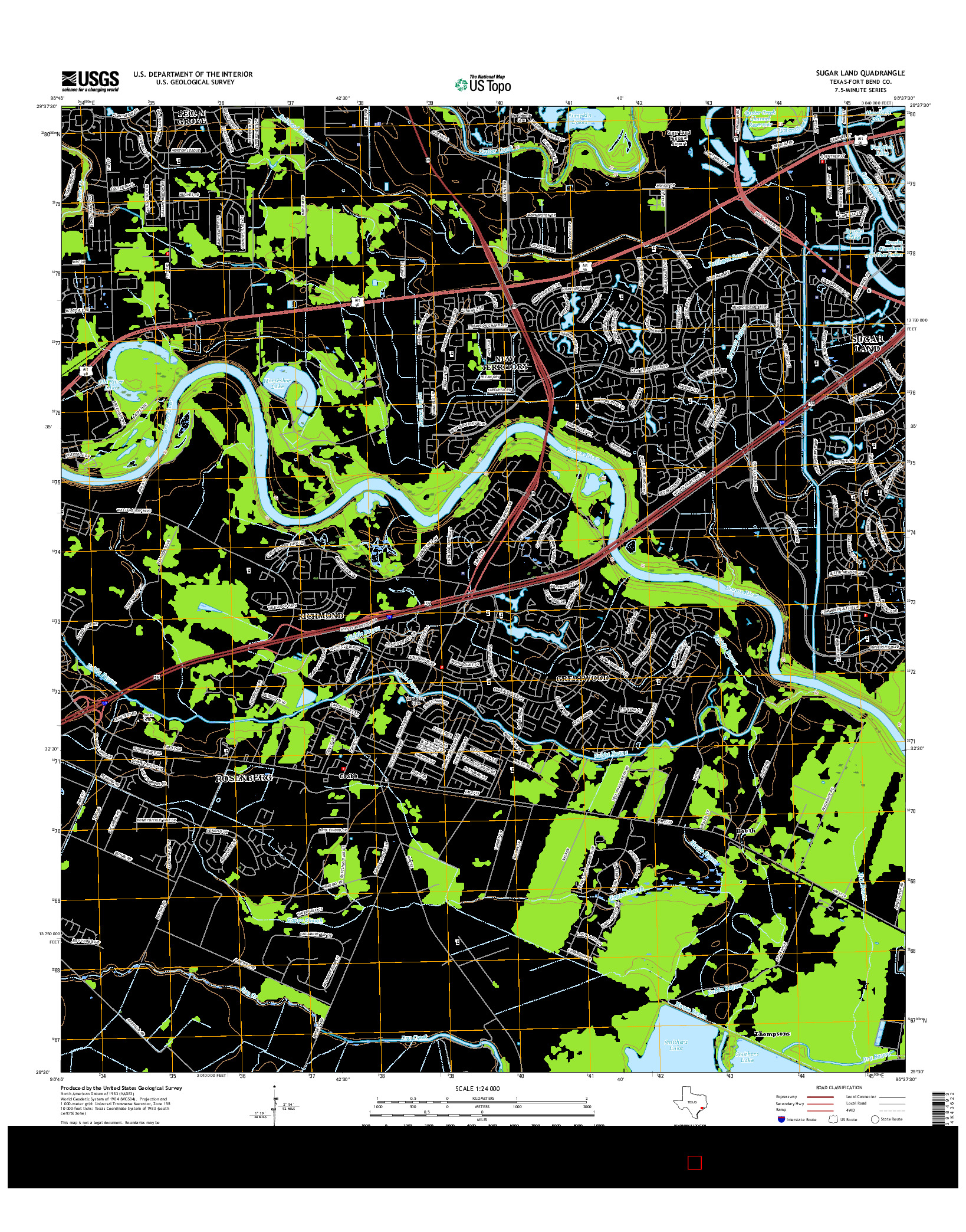 USGS US TOPO 7.5-MINUTE MAP FOR SUGAR LAND, TX 2016