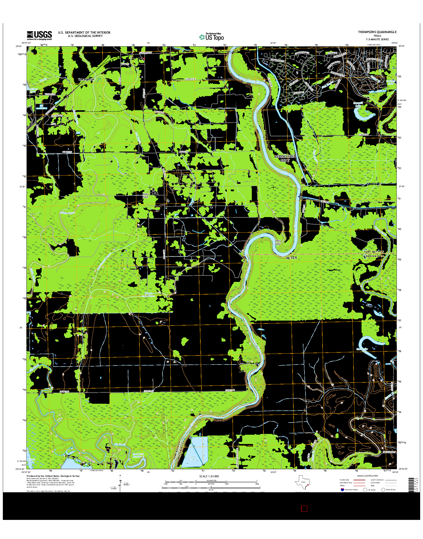 USGS US TOPO 7.5-MINUTE MAP FOR THOMPSONS, TX 2016