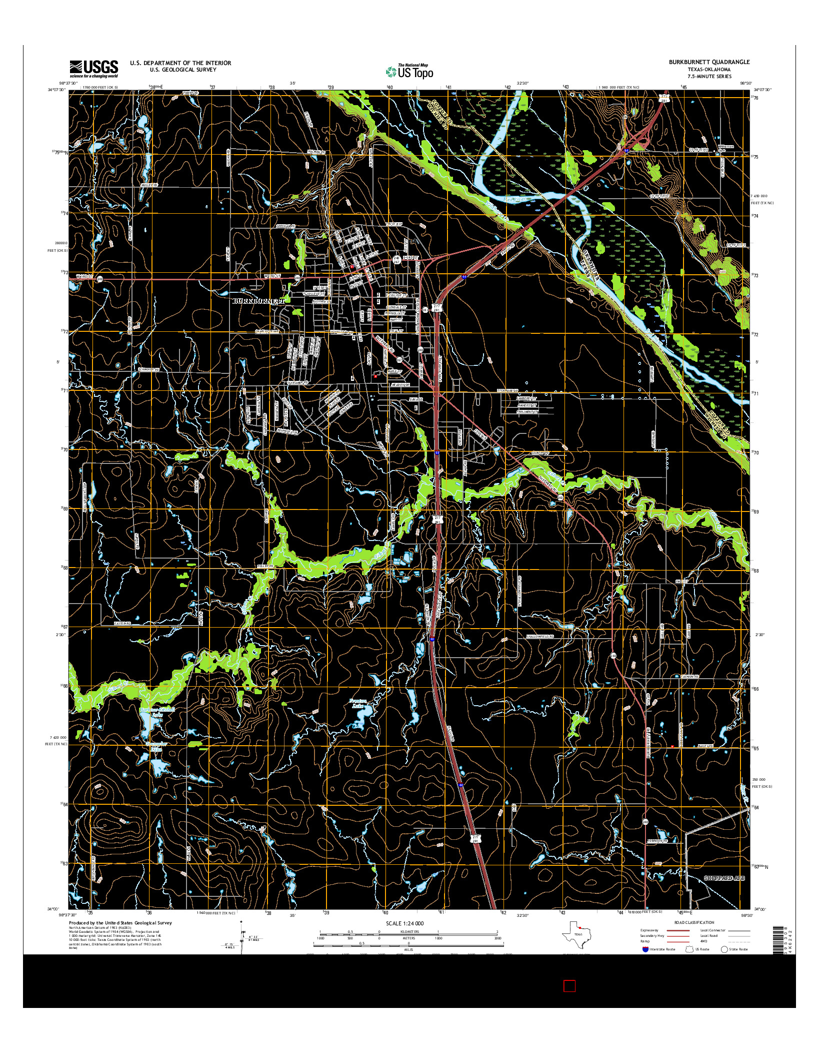 USGS US TOPO 7.5-MINUTE MAP FOR BURKBURNETT, TX-OK 2016
