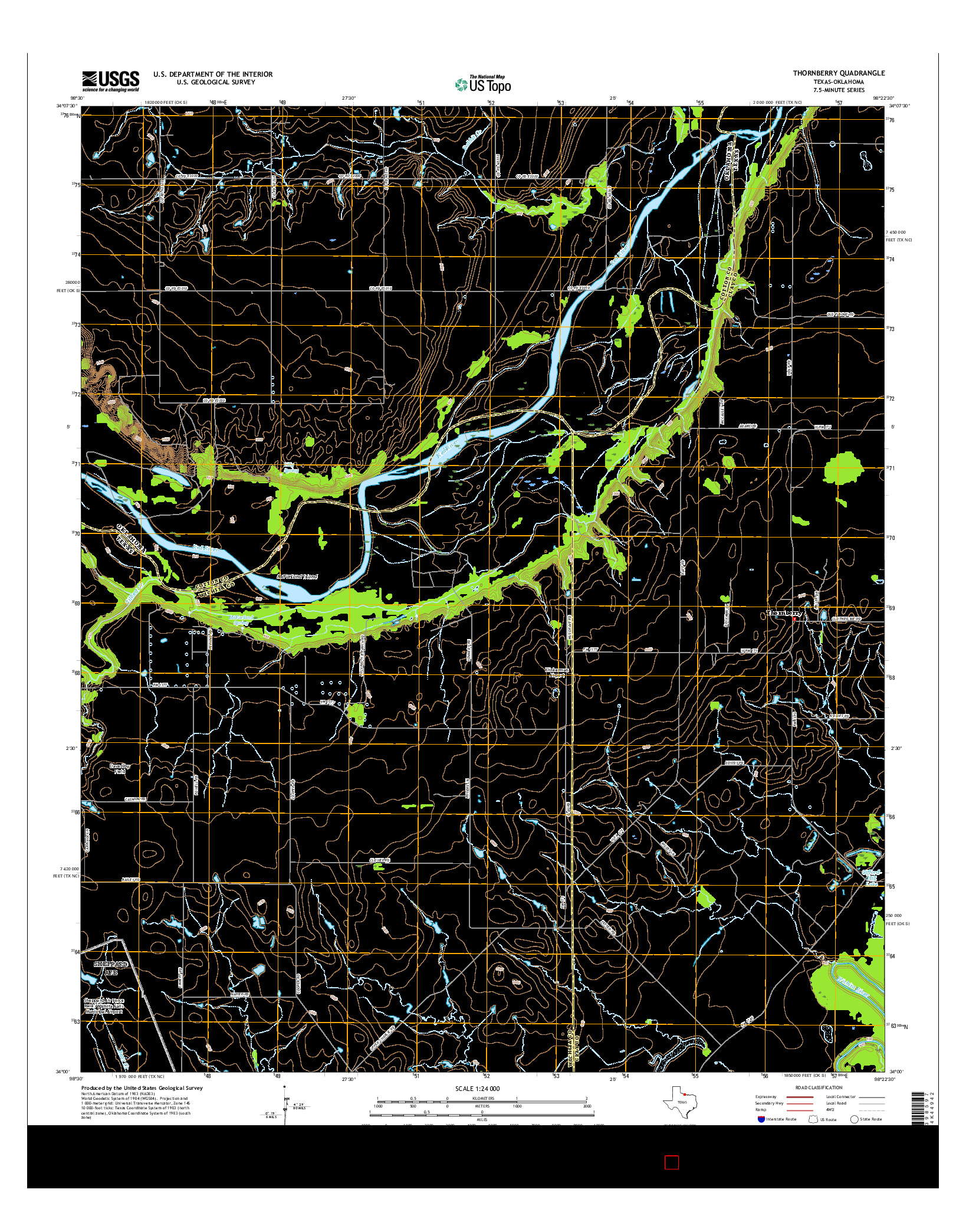 USGS US TOPO 7.5-MINUTE MAP FOR THORNBERRY, TX-OK 2016