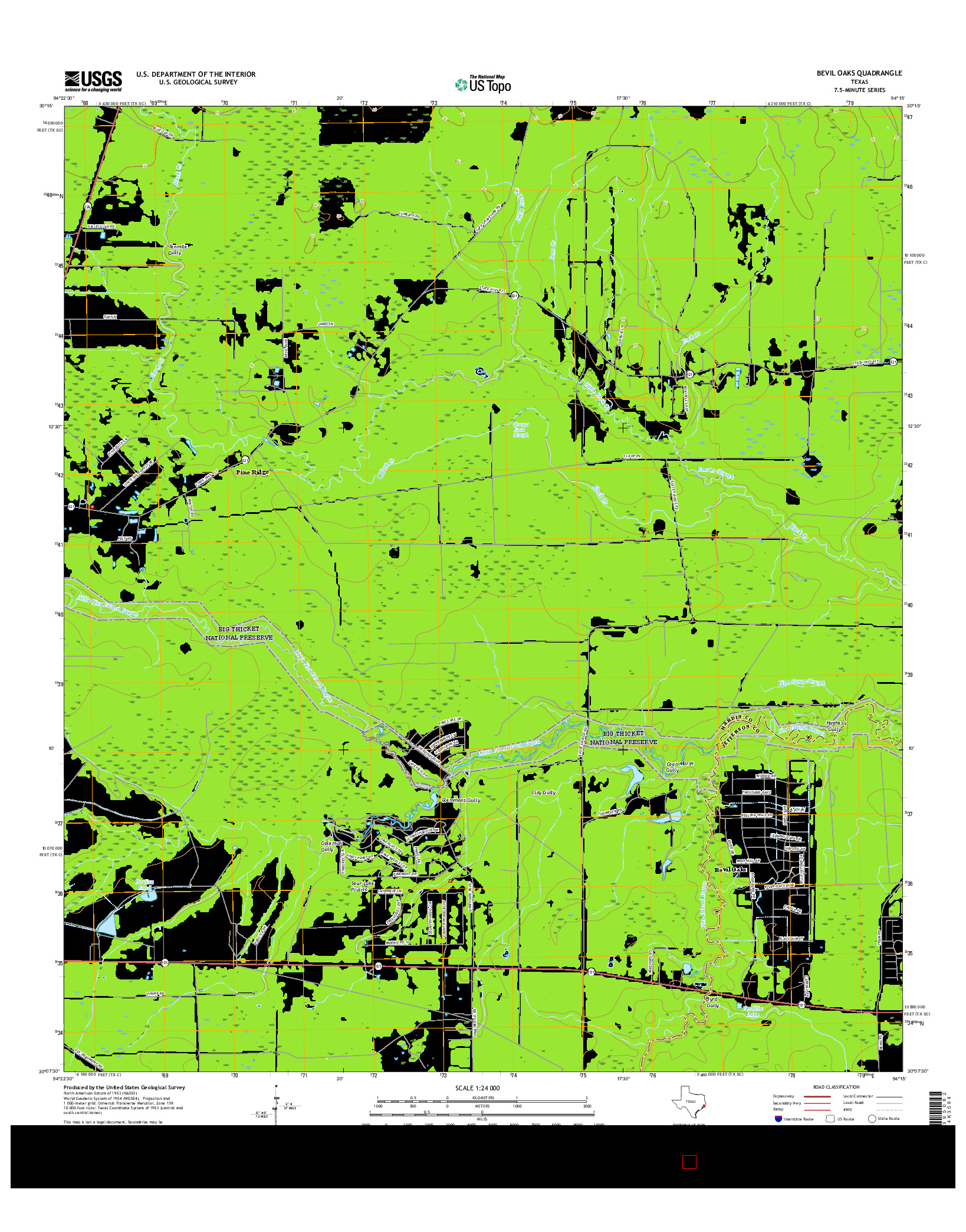 USGS US TOPO 7.5-MINUTE MAP FOR BEVIL OAKS, TX 2016