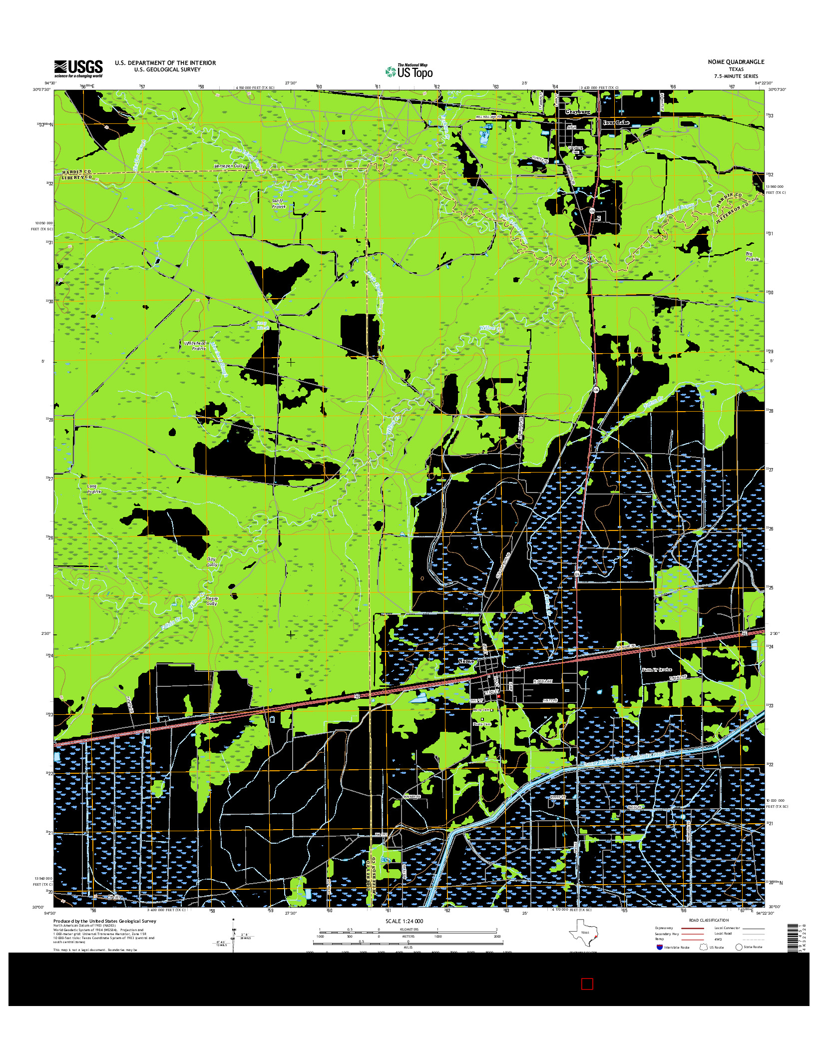 USGS US TOPO 7.5-MINUTE MAP FOR NOME, TX 2016