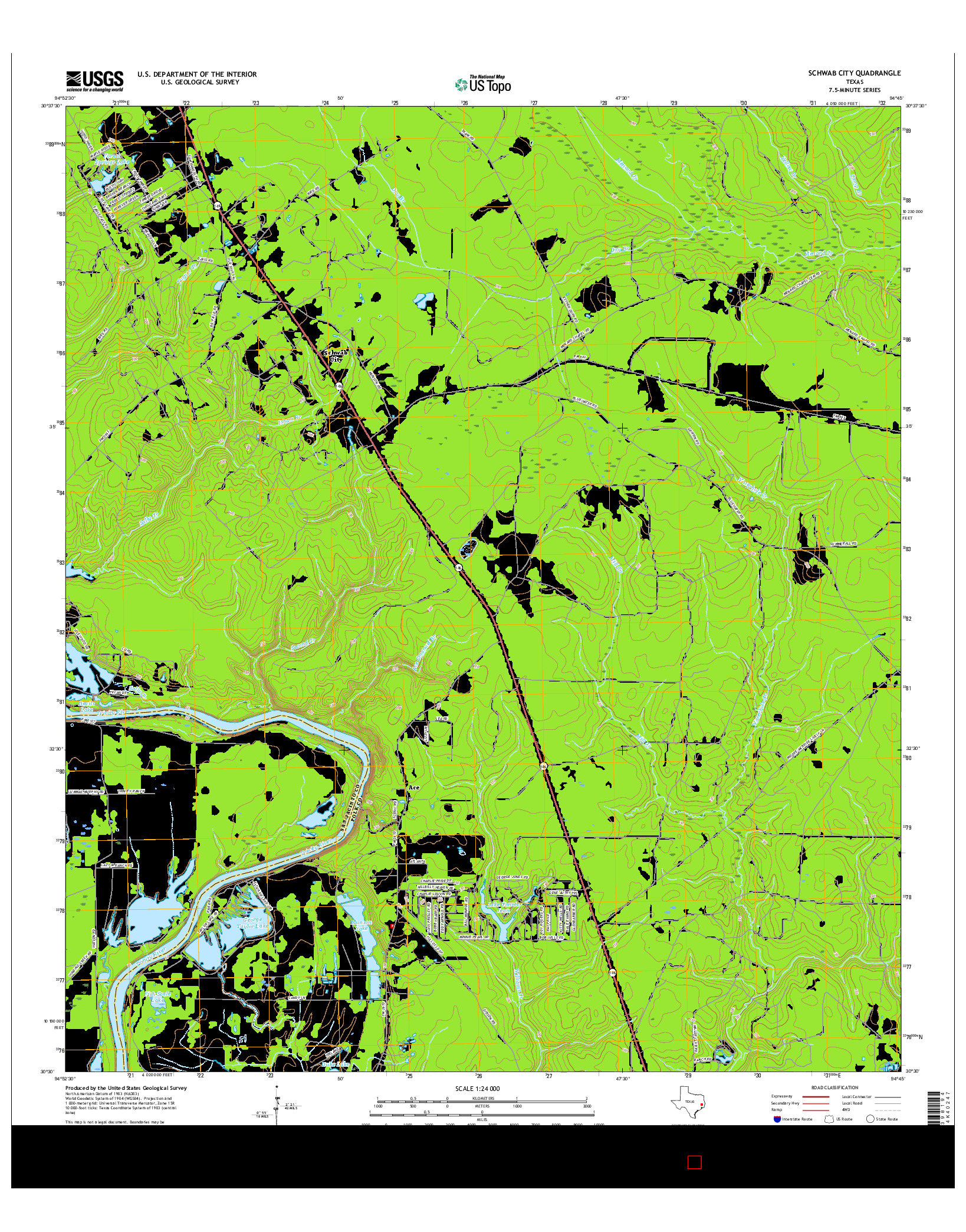 USGS US TOPO 7.5-MINUTE MAP FOR SCHWAB CITY, TX 2016