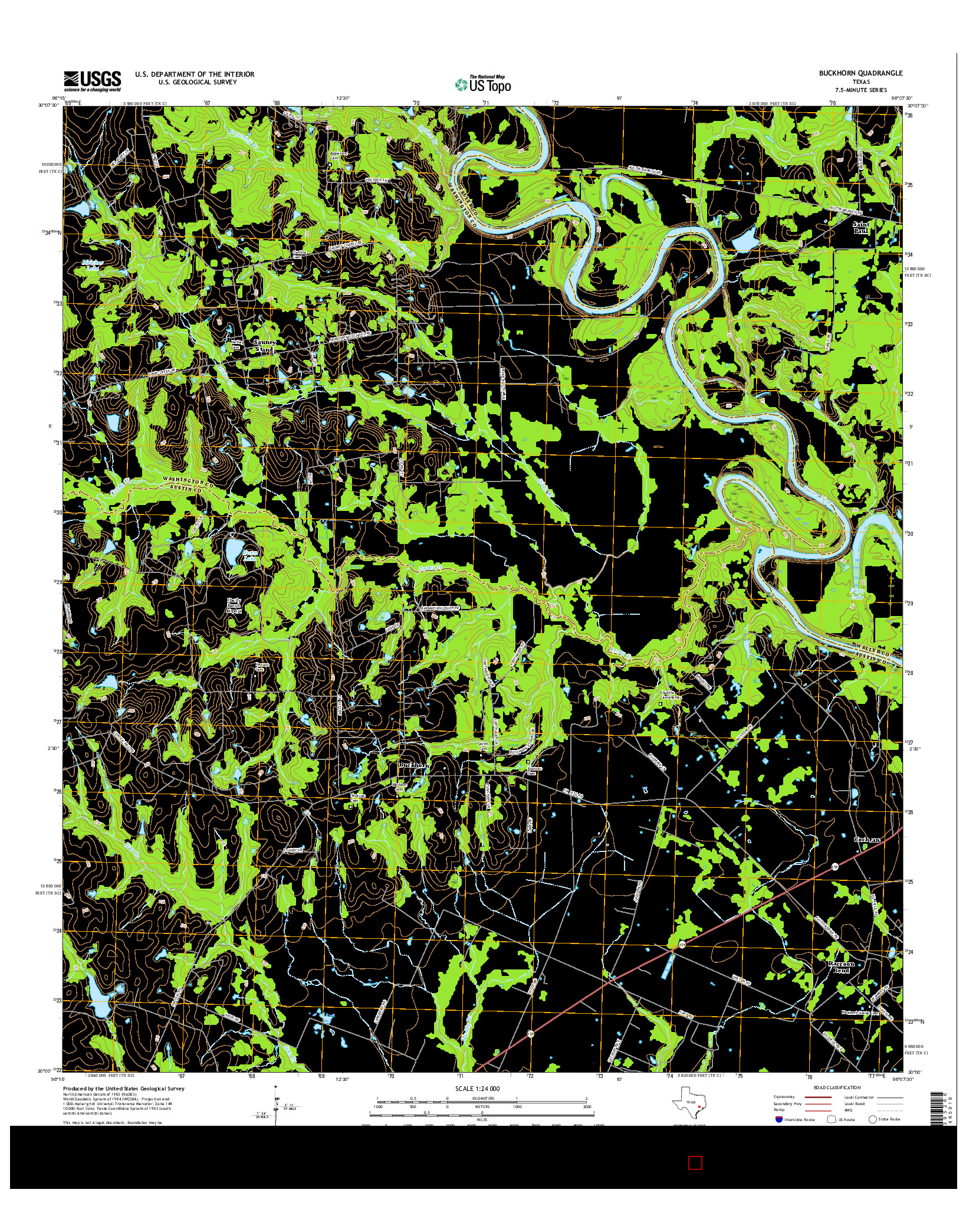 USGS US TOPO 7.5-MINUTE MAP FOR BUCKHORN, TX 2016