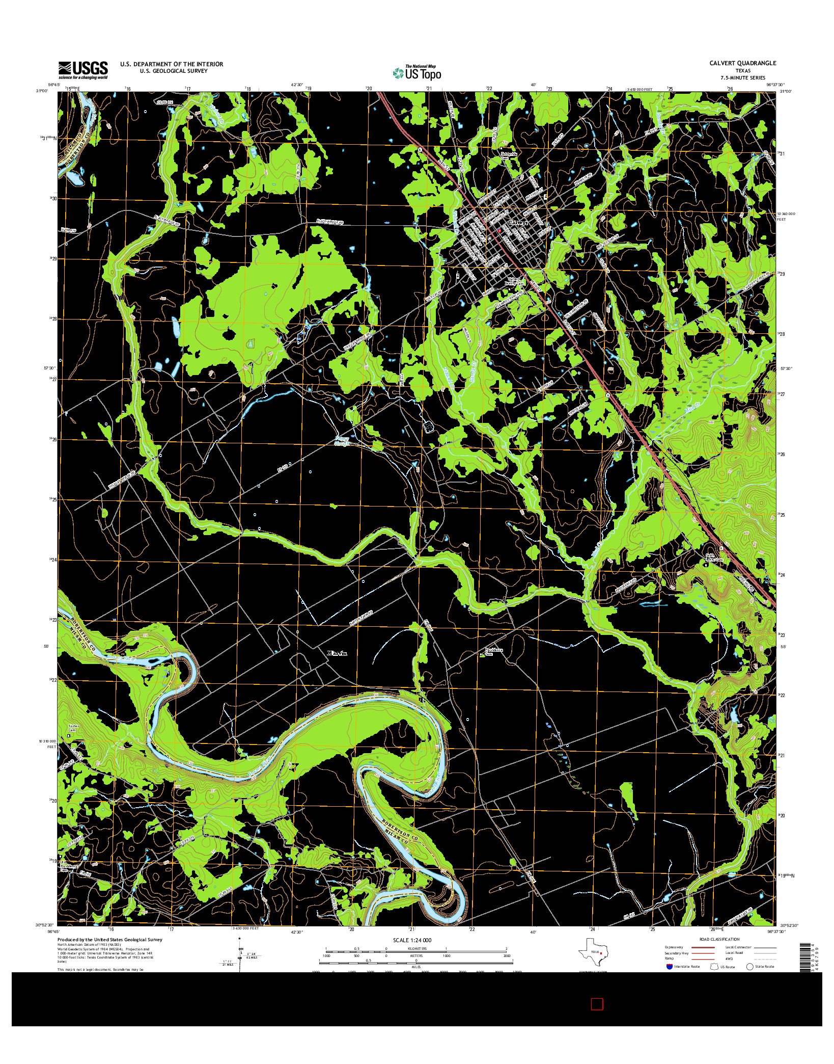 USGS US TOPO 7.5-MINUTE MAP FOR CALVERT, TX 2016