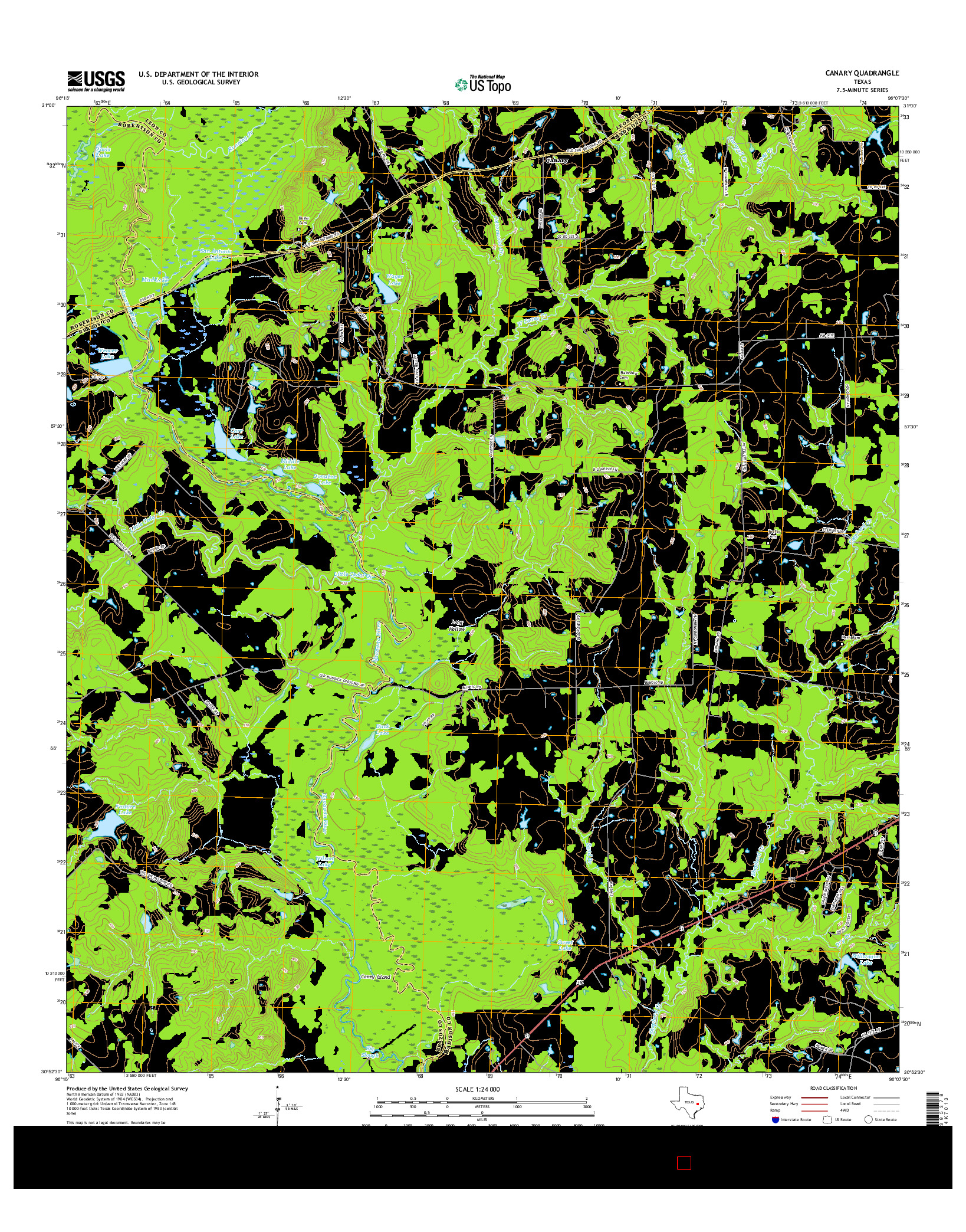 USGS US TOPO 7.5-MINUTE MAP FOR CANARY, TX 2016