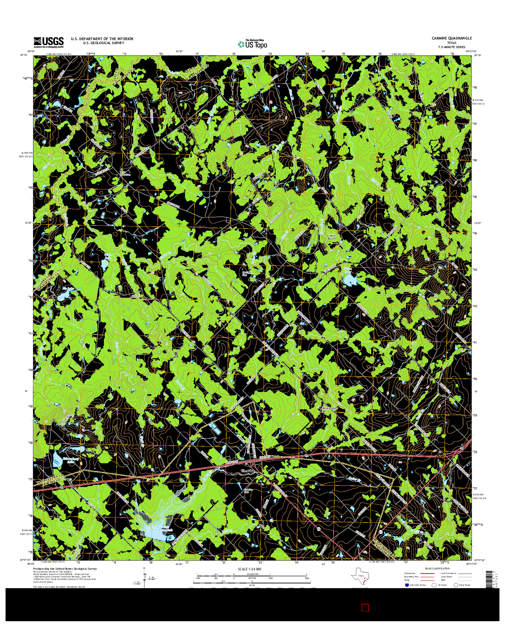 USGS US TOPO 7.5-MINUTE MAP FOR CARMINE, TX 2016