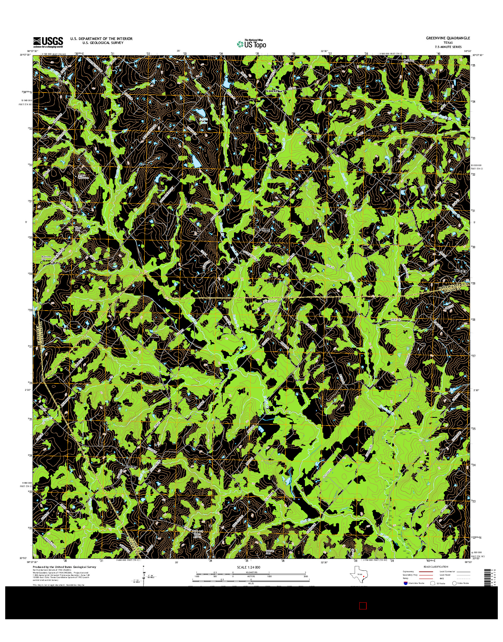 USGS US TOPO 7.5-MINUTE MAP FOR GREENVINE, TX 2016