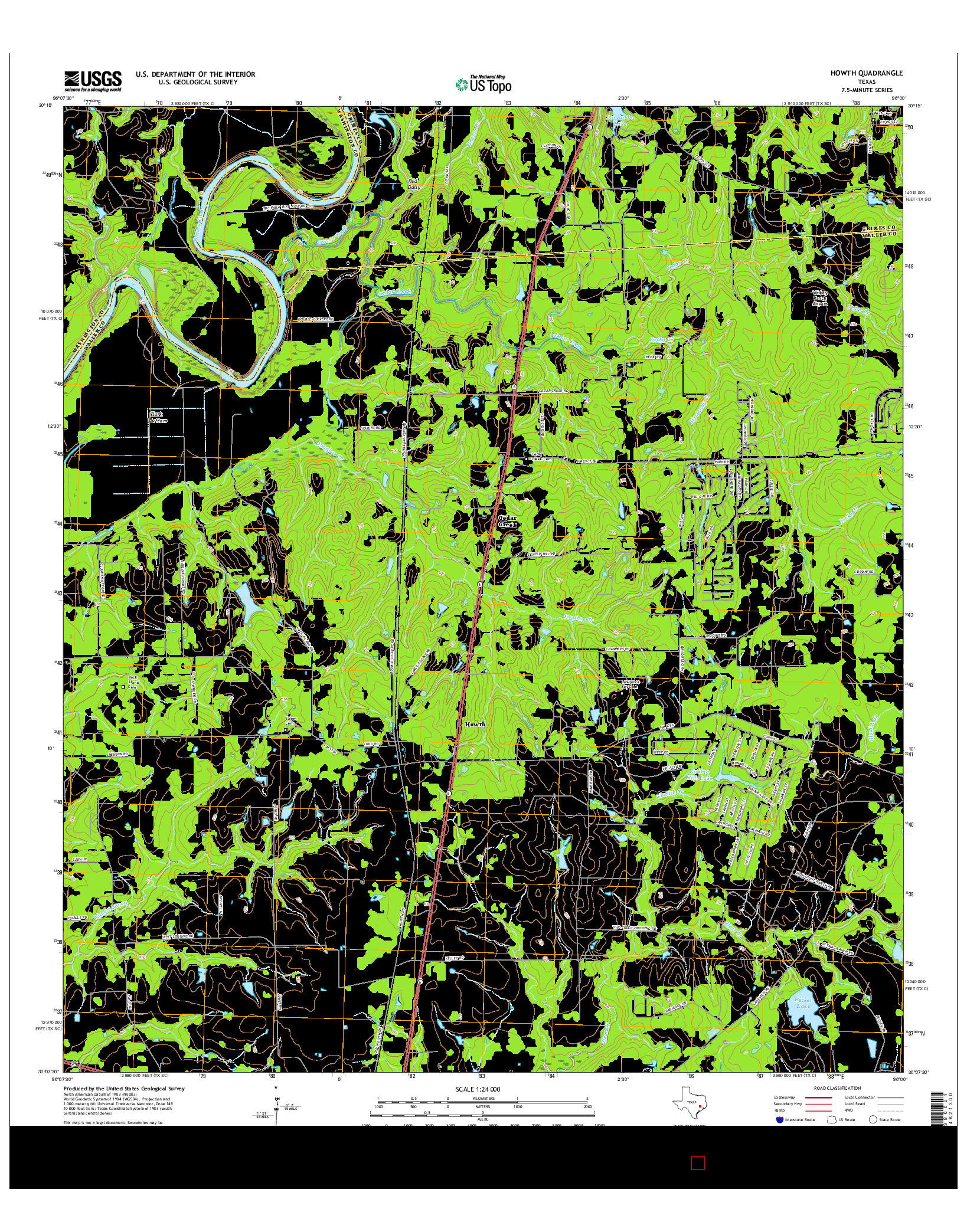 USGS US TOPO 7.5-MINUTE MAP FOR HOWTH, TX 2016